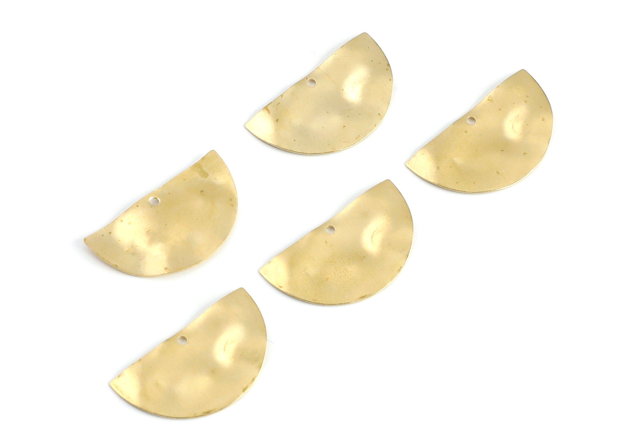 Half Moon Shaped Brass Charms - Semicircle Shaped - Raw Brass Charms - Jewelry Supplies - 26.9x14.96x0.4mm - PP1377 - DOMEDBAZAAR