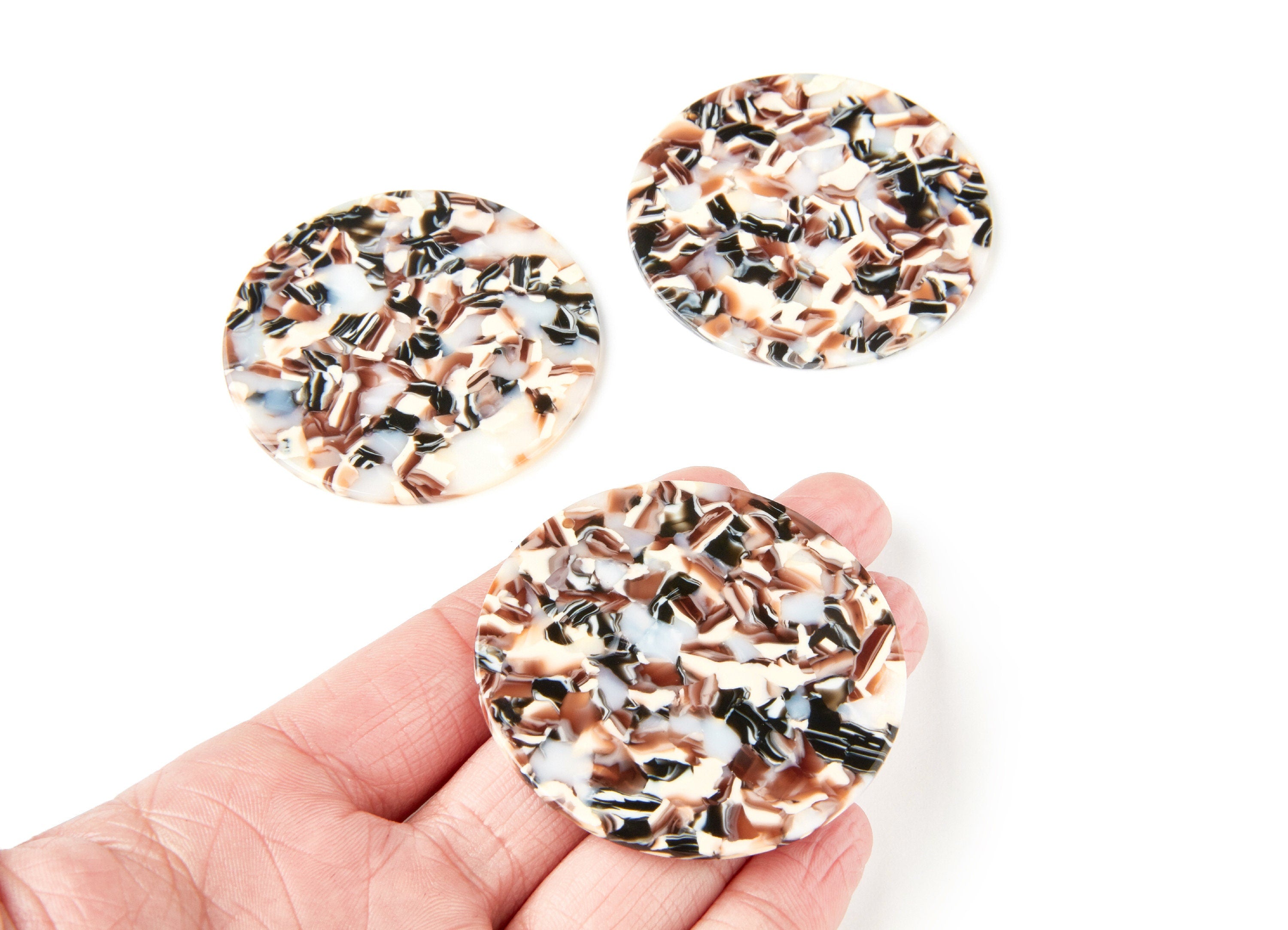 Acetate Round Earring Charms - Acrylic Coin Pendant - Earring Findings - Jewelry Supplies - Color Code: A51 - 57x57x2,75mm - AC1296B - DOMEDBAZAAR