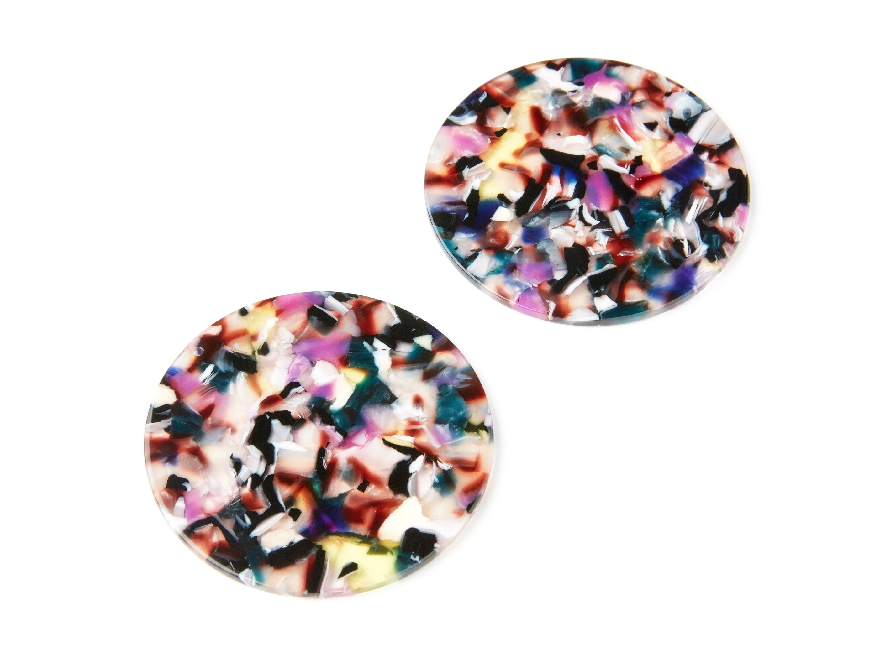 Acetate Round Earring Charms - Acrylic Coin Pendant - Earring Findings - Jewelry Supplies - Color Code: A11 - 57x57x2,75mm - AC1296D - DOMEDBAZAAR