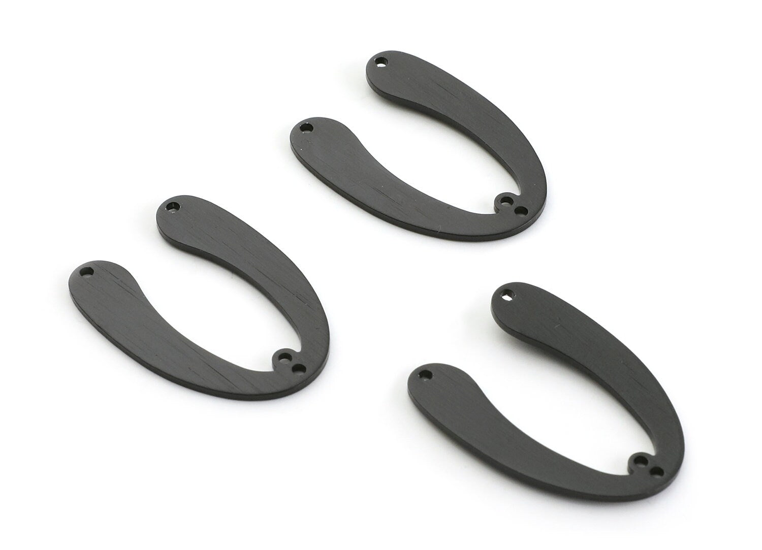 Aluminum Charms - U Shaped Earrings - Anodized Aluminium Charms - Black Tone - 31.1x22.85x1.34mm - AA1135C - DOMEDBAZAAR