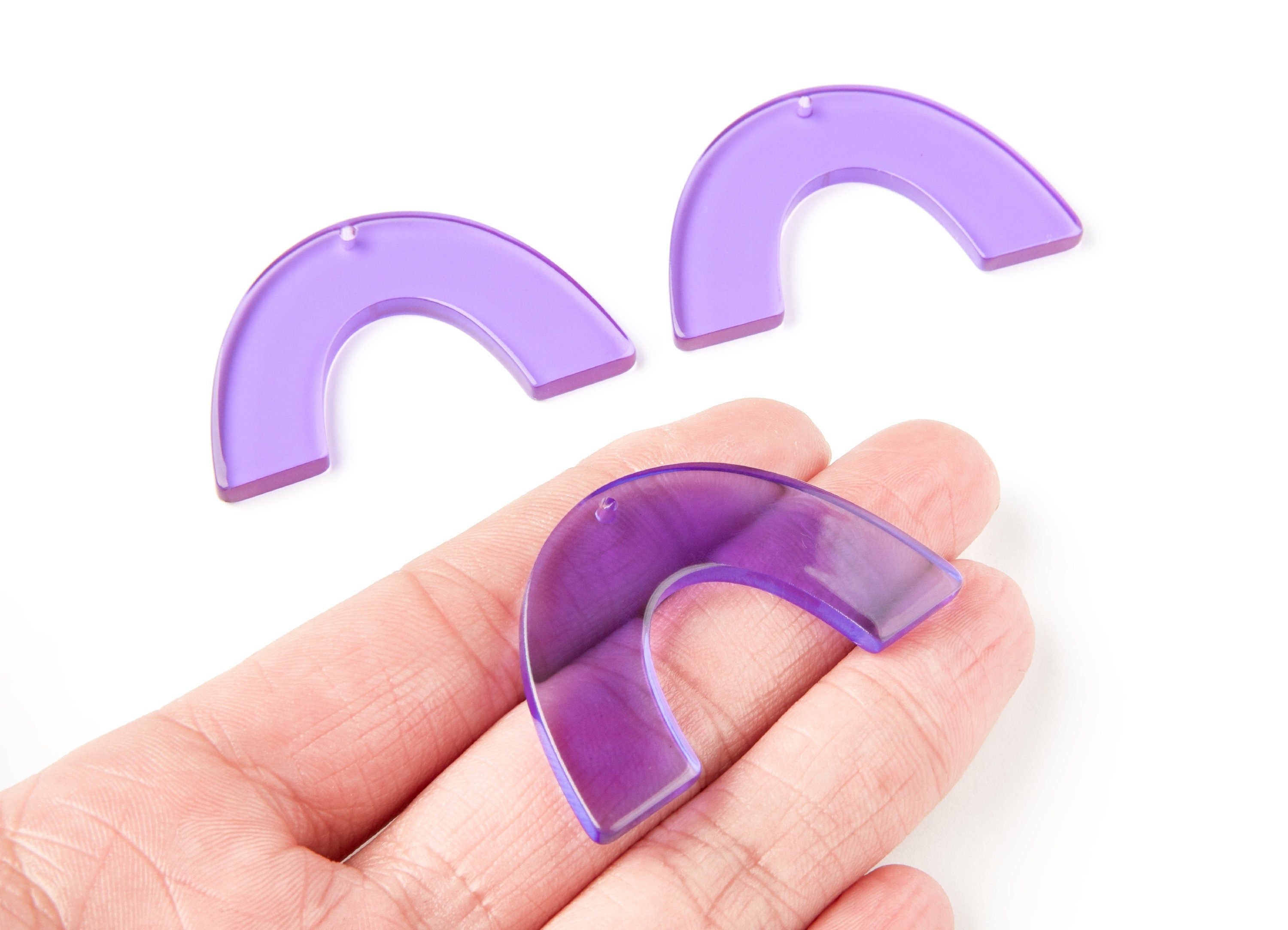 Acrylic Large Arch Earring Charms One Hole - Semi Oval & U Shaped Pendant- Jewelry Supplies - Color Code: A72 - 49,75x31,3x2,88mm - AC1095S - DOMEDBAZAAR