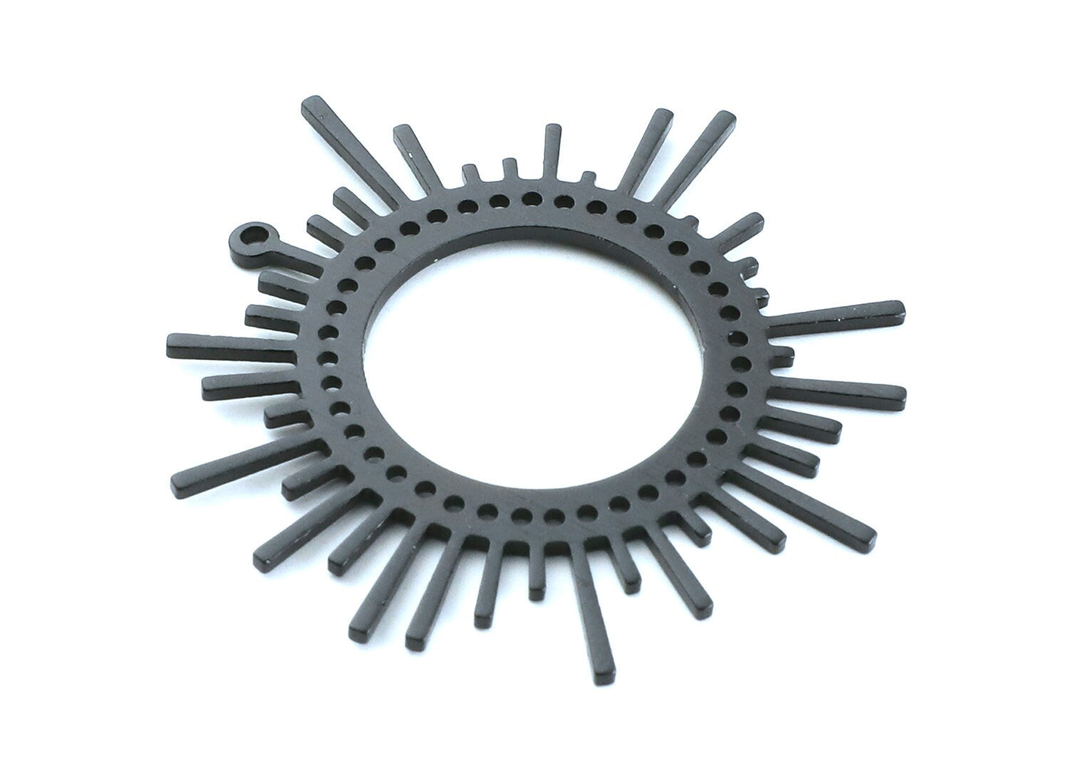 Aluminum Charms - Sun Shaped Earrings - Anodized Aluminium Charms - Black Tone - 41.5x41.5x1.27mm - AA1133C - DOMEDBAZAAR
