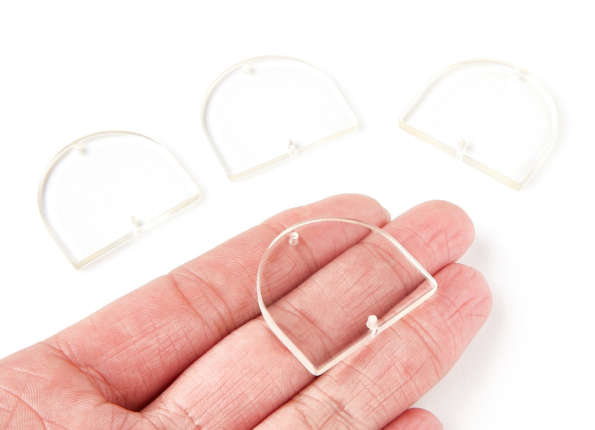 Acrylic Earring Charms Two Hole - D Shaped Pendant - Earring Findings - Jewelry Supplies - Color Code: A63 - 33,43x29,25x2,84mm - AC1634-A63 - DOMEDBAZAAR