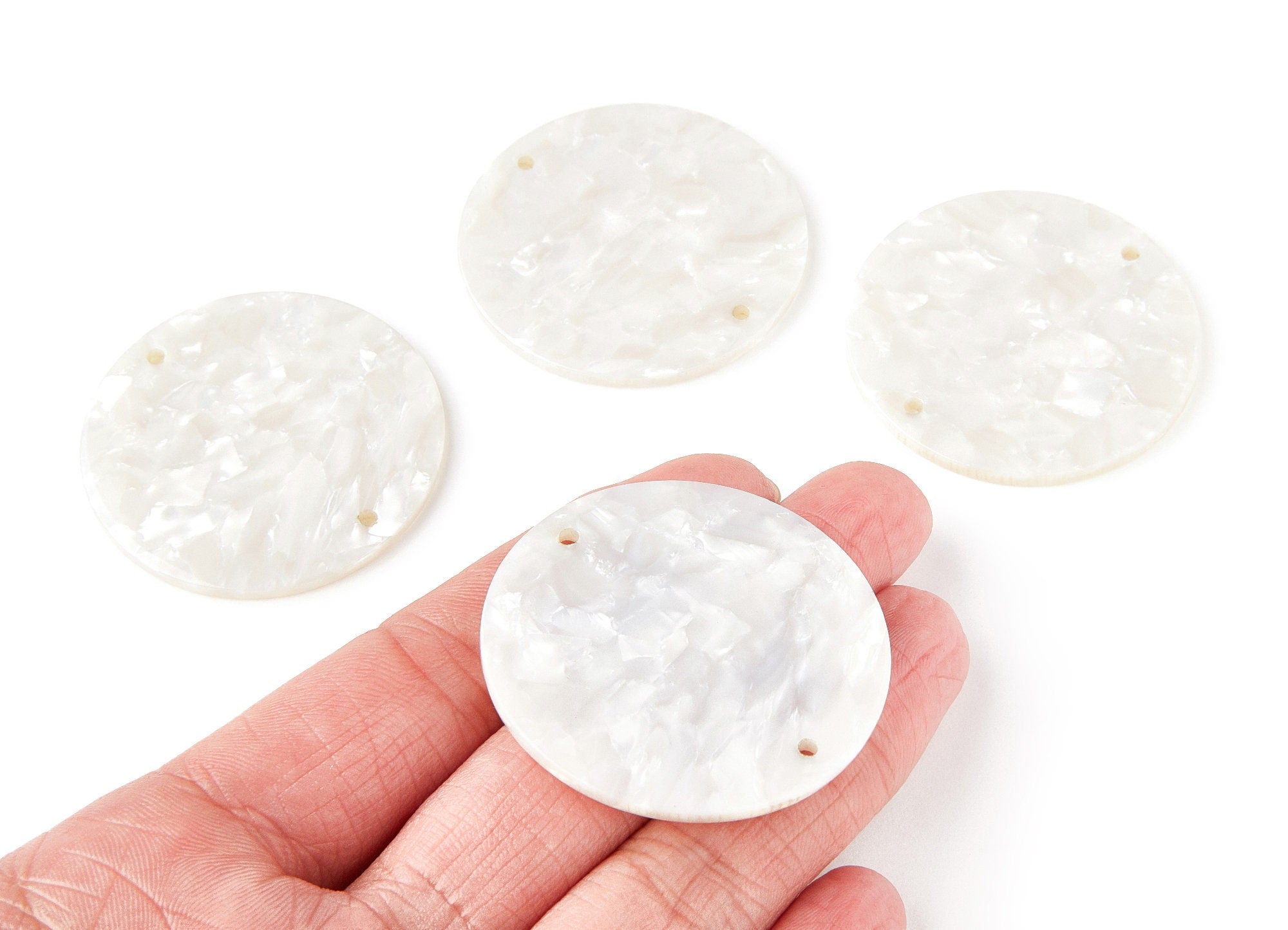 Acrylic Round Earring Charms - Circle Pendant With 2 Holes - Earring Findings - Jewelry Supplies - Color Code: A12 - 45x45x2,7mm- AC1292A - DOMEDBAZAAR