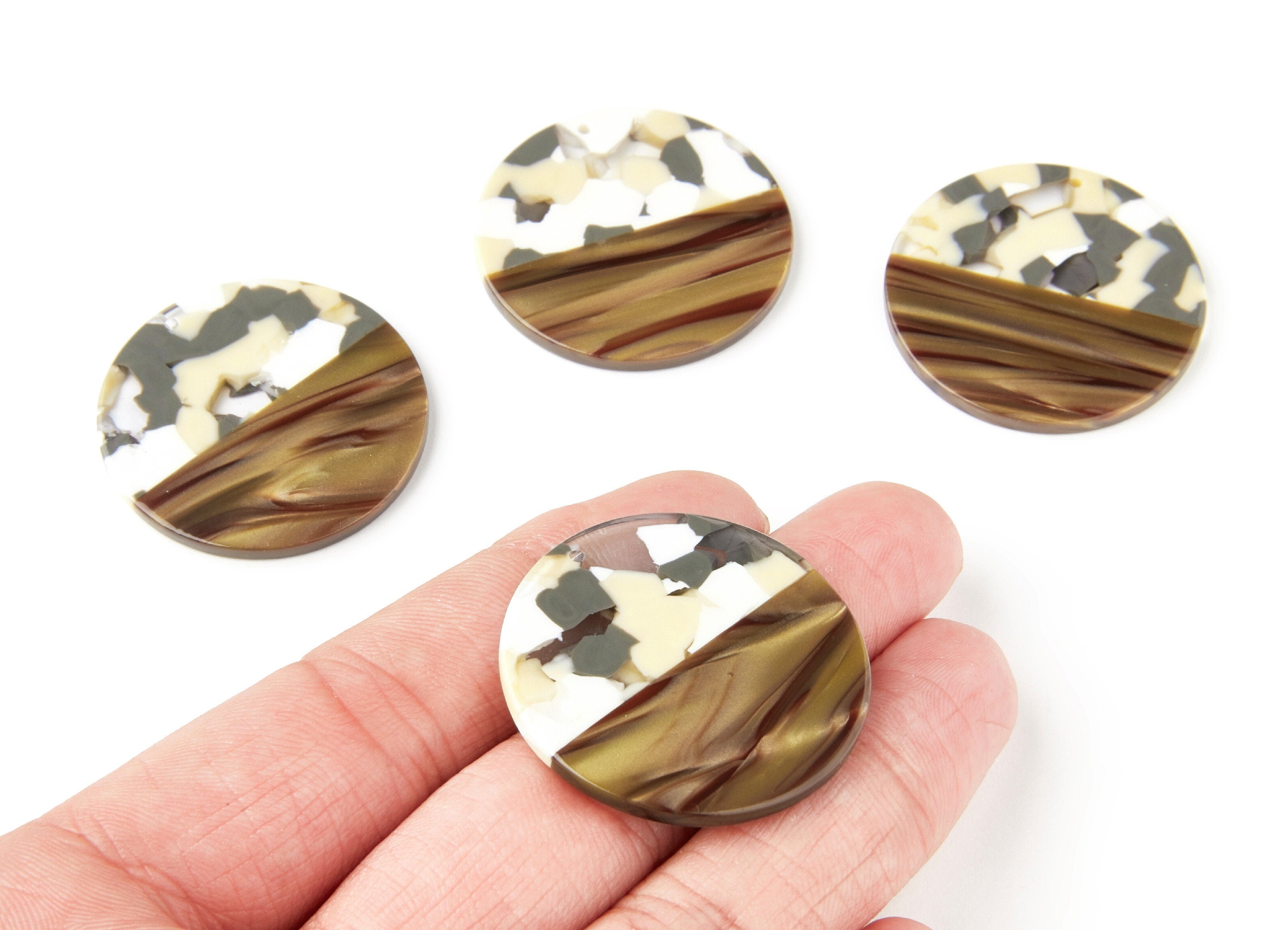 Acetate Round Charms - Coin Earrings and Pendant - Earring Findings - Jewelry Supply - 35,15x35,15x3mm - AC1256B - DOMEDBAZAAR
