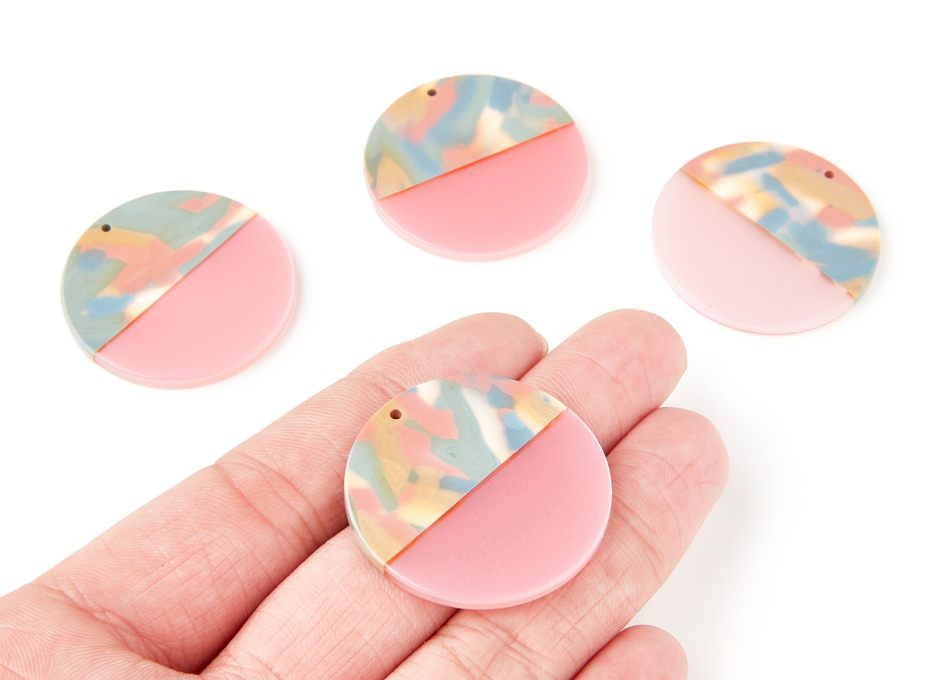 Acetate Round Charms - Coin Earrings and Pendant - Earring Findings - Jewelry Supply - 35,15x35,15x3mm - AC1256E - DOMEDBAZAAR