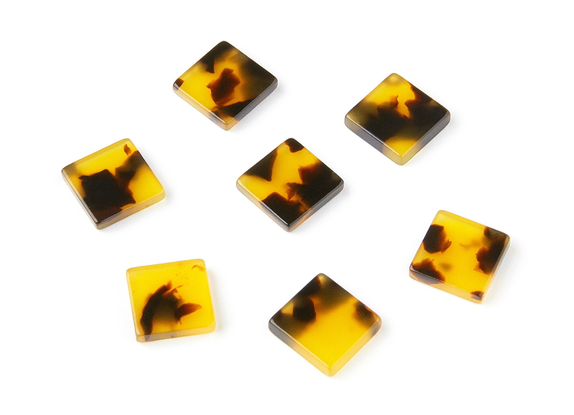 Acrylic Earring Charms - Tortoise Shell Earrings - Square Pendant - Jewelry Making Supplies - 11,97x11,97x2,7mm - AC1294D - DOMEDBAZAAR