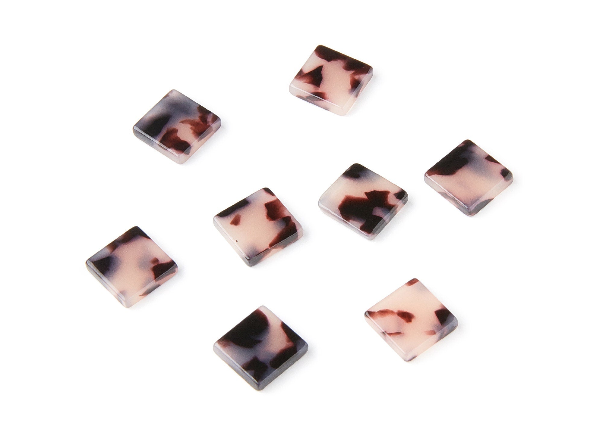 Acrylic Earring Charms - Blonde Tortoise Shell Earrings - Square Shaped - Color Code: A06 - 11,97x11,97x2,7mm - AC1294A - DOMEDBAZAAR