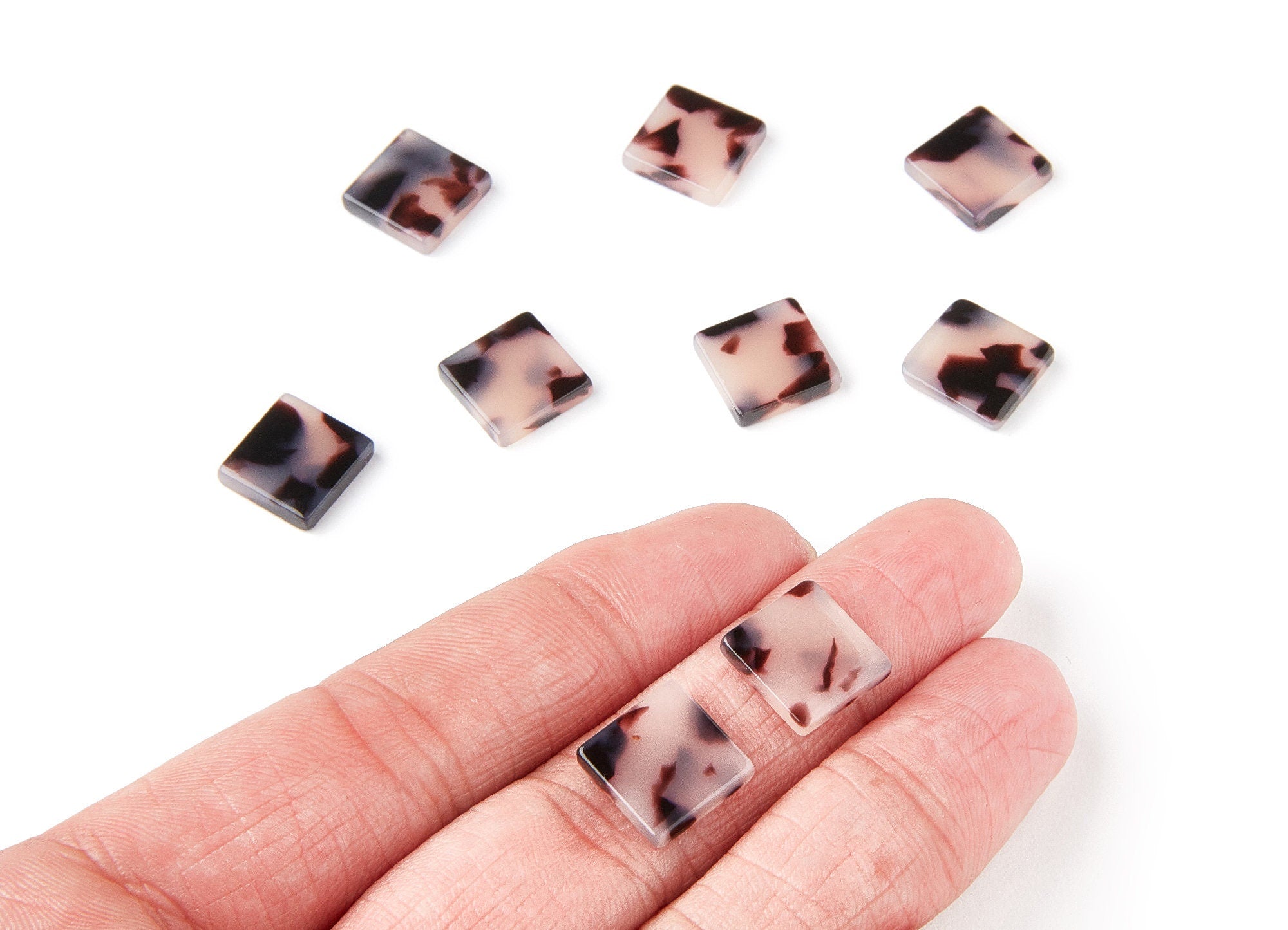 Acrylic Earring Charms - Blonde Tortoise Shell Earrings - Square Shaped - Color Code: A06 - 11,97x11,97x2,7mm - AC1294A - DOMEDBAZAAR