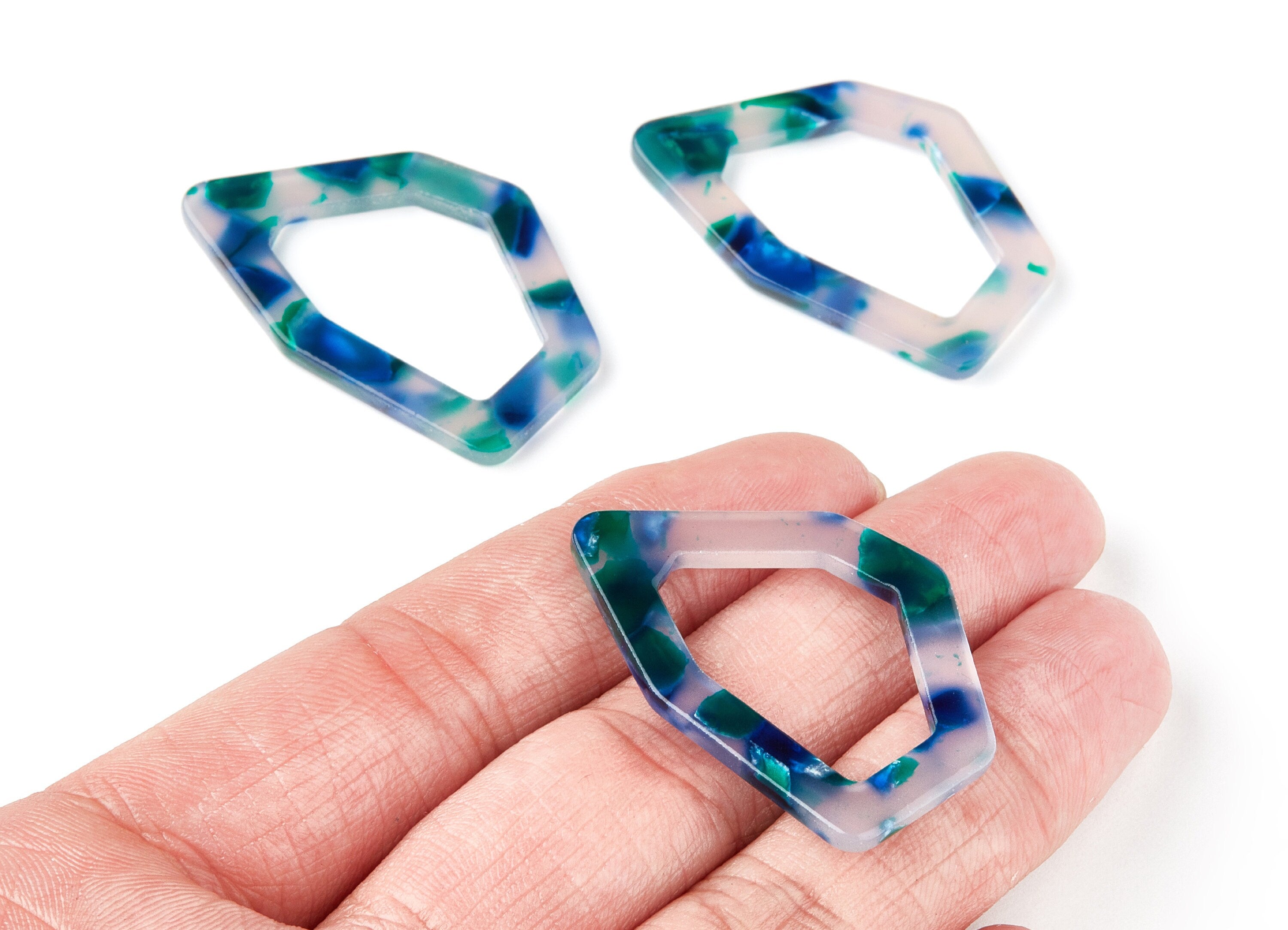 Acetate Geometric Earring Charms - Geometric Pendant - Earring Findings - Jewelry Supplies - Color Code: A18 - 40,25x28x2,95mm - AC1281A - DOMEDBAZAAR
