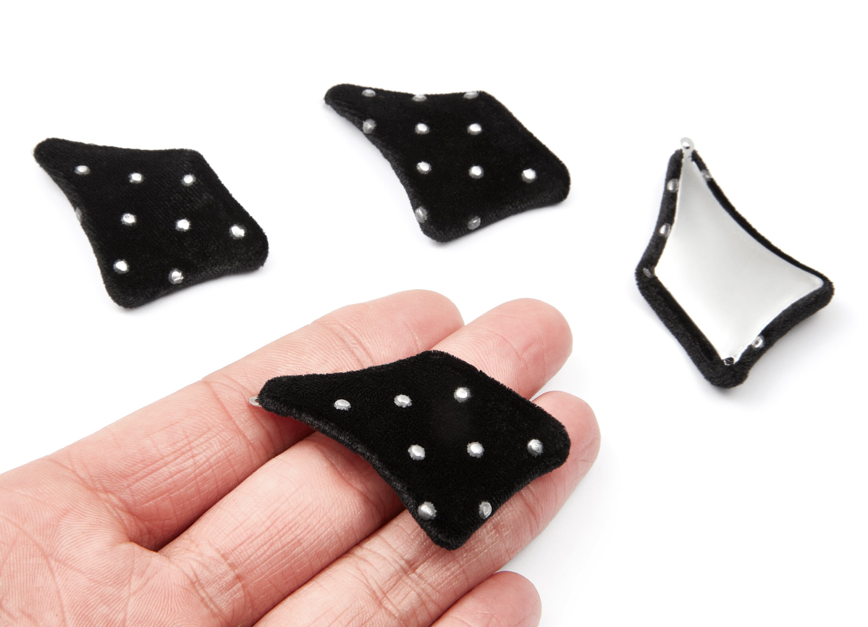 Pom Pom Earring Charms - Fur Geometric Pendant - Fabric Aluminum Alloy - Earring Findings - Jewelry Accessories - 17.3x15x14.8mm - TT1015A - DOMEDBAZAAR