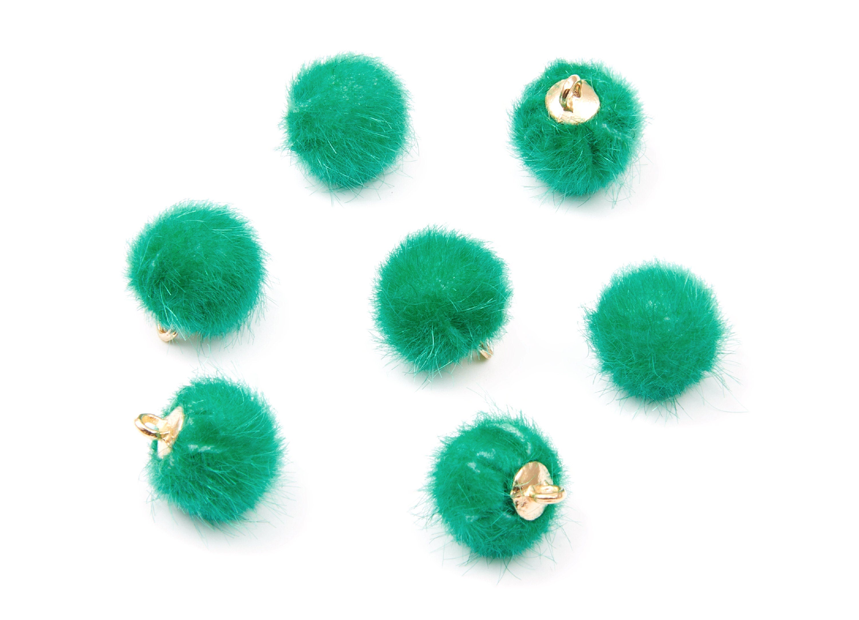 Pom Pom Earring Charms - Fur Ball Pendant - Aluminum Alloy - Earring Findings - Jewelry Accessories - 14.3x10.7x10.7mm - TT1001LGR - DOMEDBAZAAR