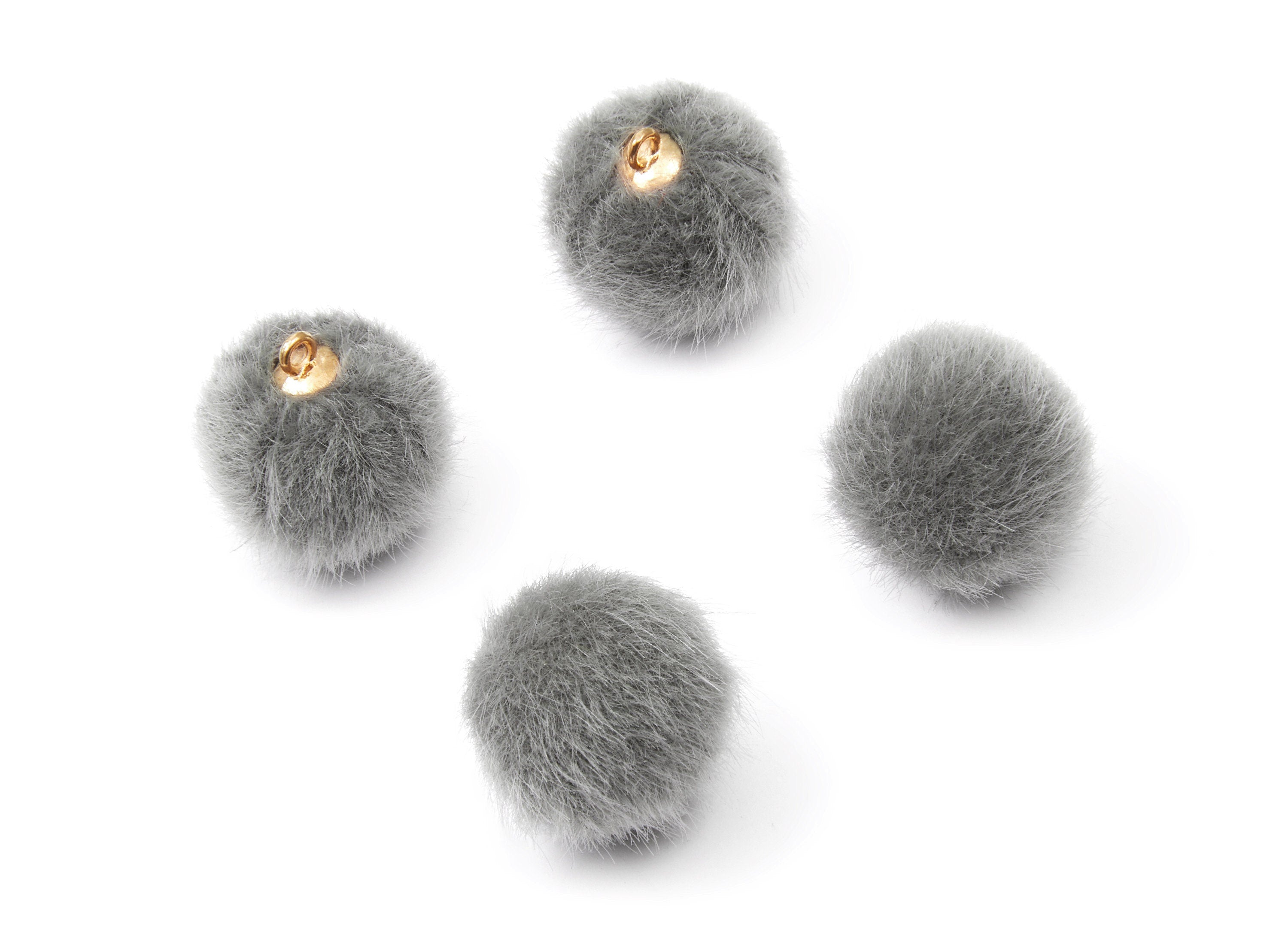 Pom Pom Earring Charms - Fur Ball Pendant - Aluminum Fabric Alloy - Earring Findings - Jewelry Accessories - 20mm x 19mm - TT1012A - DOMEDBAZAAR