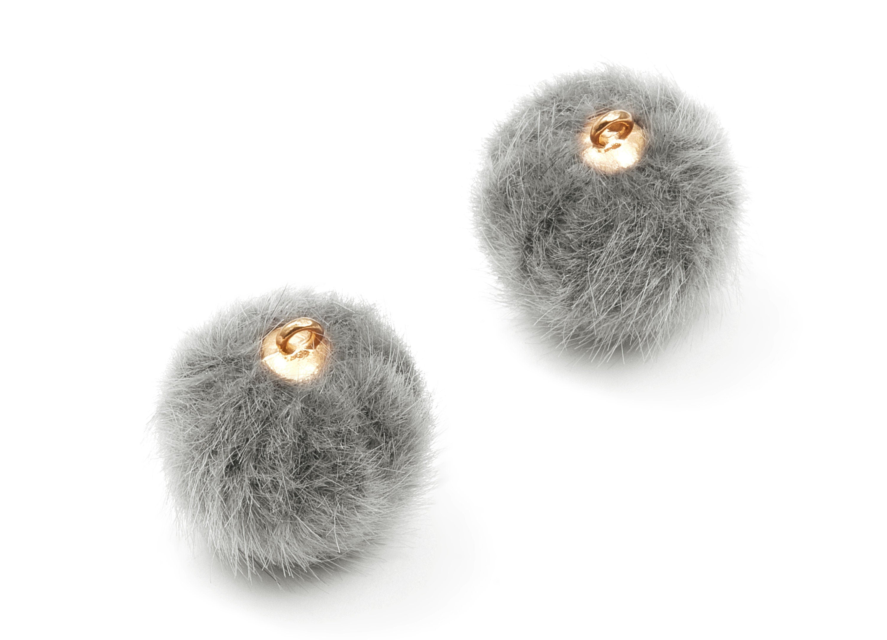 Pom Pom Earring Charms - Fur Ball Pendant - Aluminum Fabric Alloy - Earring Findings - Jewelry Accessories - 20mm x 19mm - TT1012A - DOMEDBAZAAR