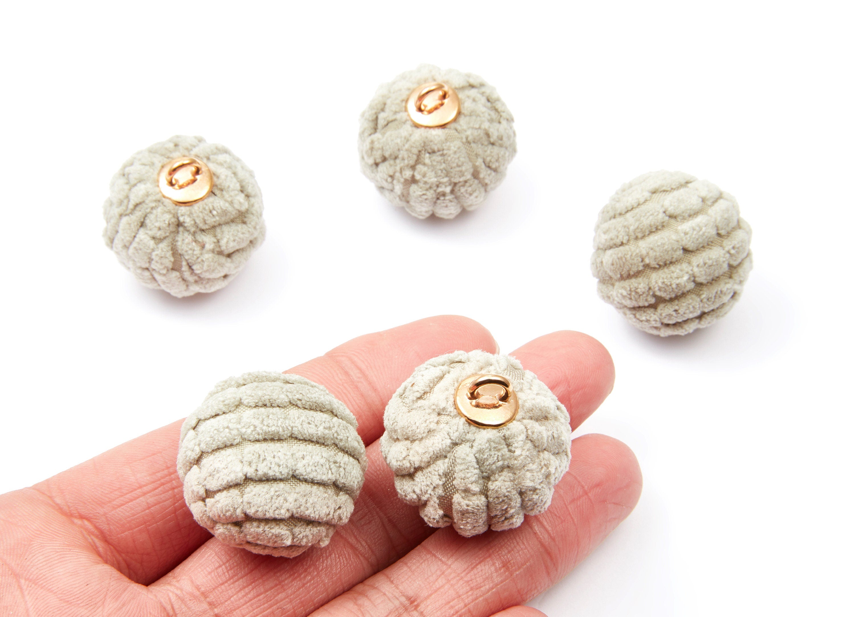 Pom Pom Earring Charms - Fur Ball Pendant - Aluminum Fabric Alloy - Earring Findings - Jewelry Accessories - 26x27mm - TT1013A - DOMEDBAZAAR