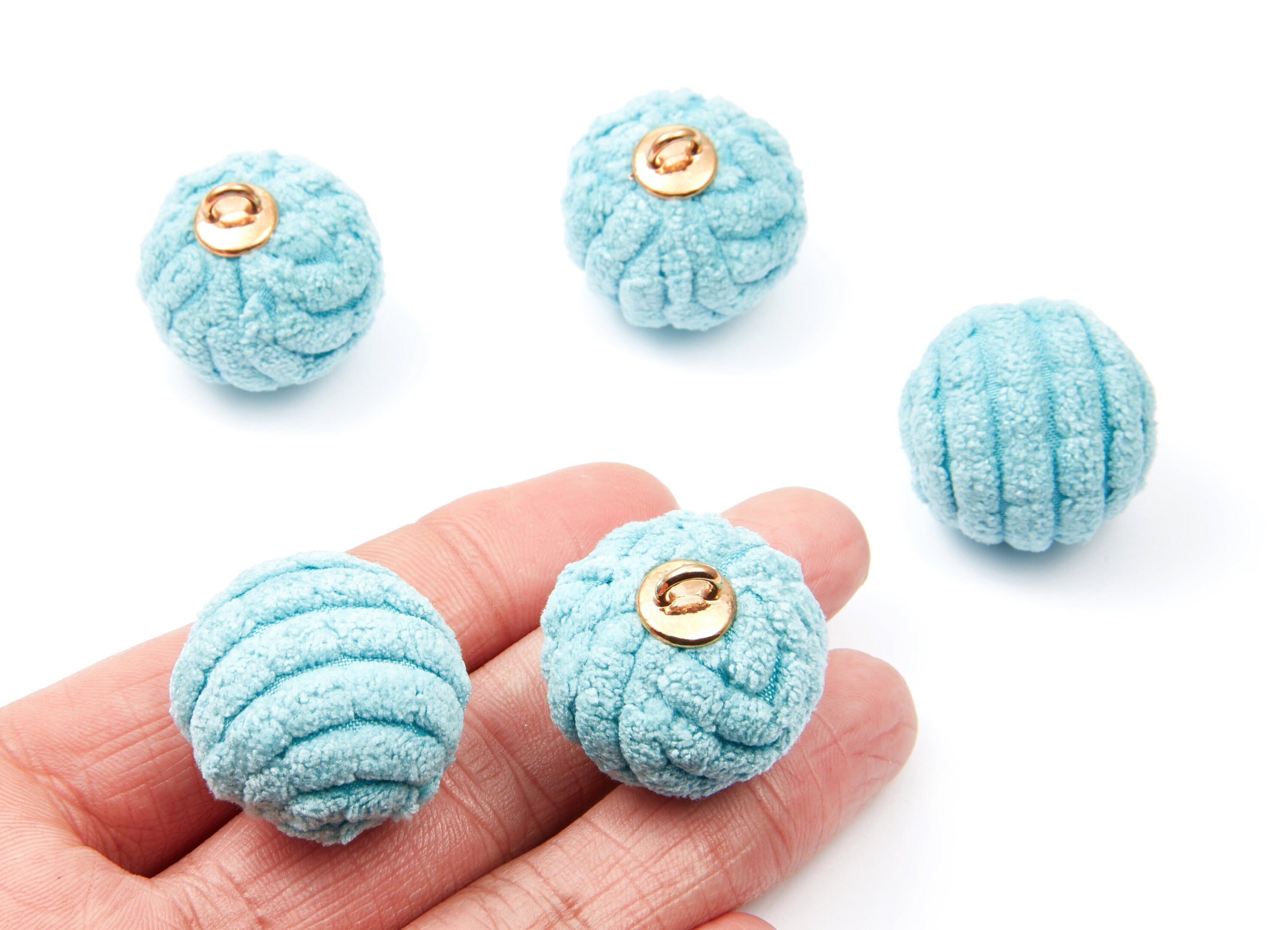 Pom Pom Earring Charms - Fur Ball Pendant - Aluminum Fabric Alloy - Earring Findings - Jewelry Accessories - 26x27mm - TT1013C - DOMEDBAZAAR