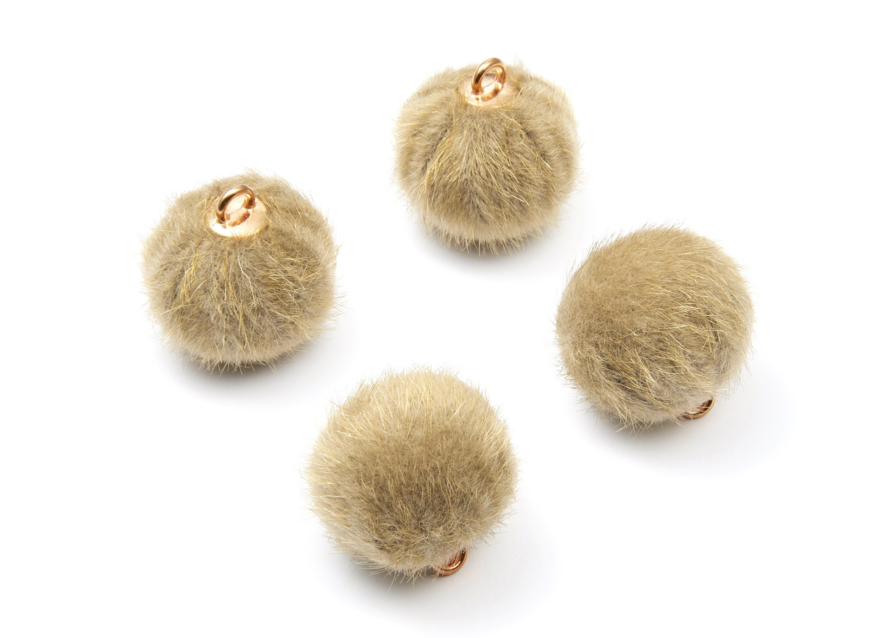 Pom Pom Earring Charms - Fur Ball Pendant - Aluminum Fabric Alloy - Earring Findings - Jewelry Accessories - 25.7x27.7mm - TT1014B - DOMEDBAZAAR