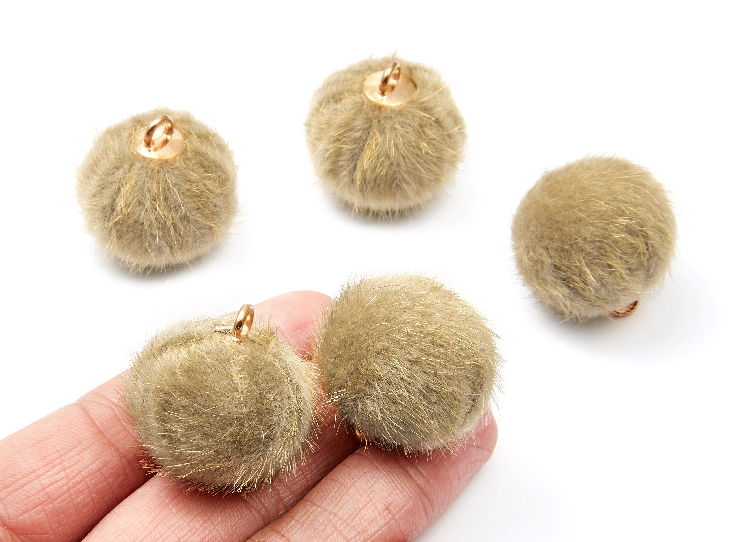 Pom Pom Earring Charms - Fur Ball Pendant - Aluminum Fabric Alloy - Earring Findings - Jewelry Accessories - 25.7x27.7mm - TT1014B - DOMEDBAZAAR