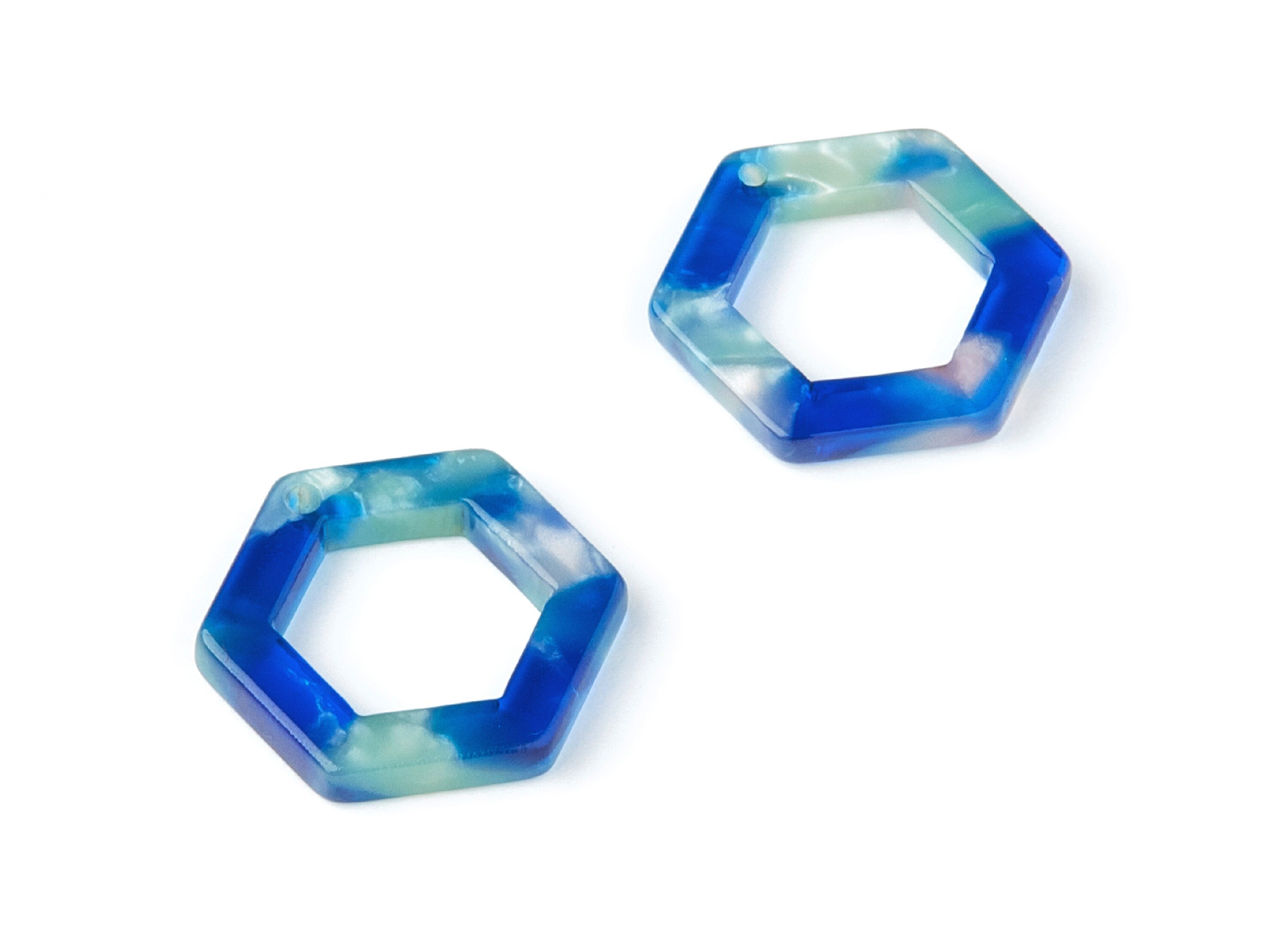 Acetate Hexagon Earring Charms - Hexagon Shaped Pendant - Earring Findings - Jewelry Supplies - Color Code: A37 - 20x18.1x2.6mm - AC1122G - DOMEDBAZAAR