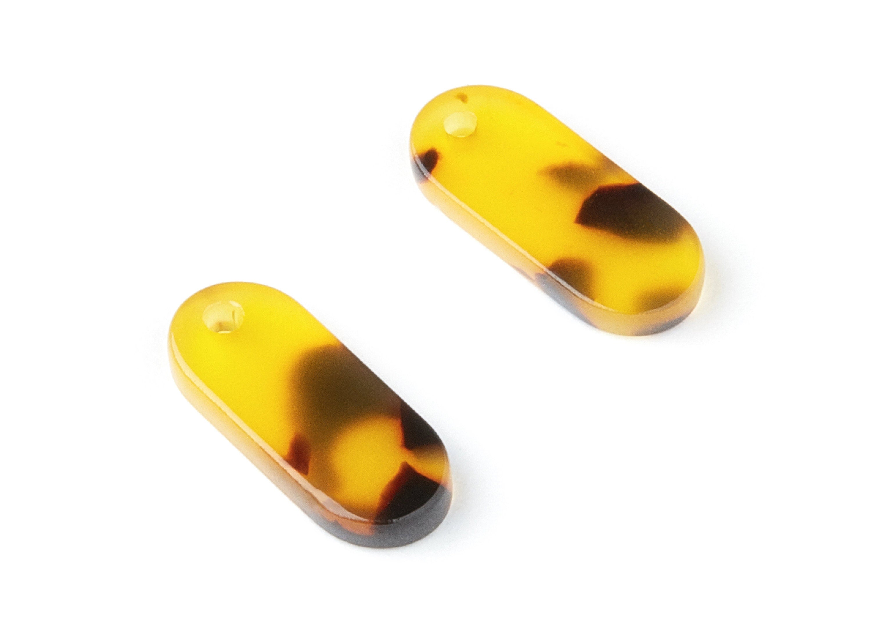 Acetate Acrylic Earring Charms - Tortoise Shell Earrings - Oval Pendant - Jewelry Supplies - Color Code: A02 - 18,78x7,85x2,7mm - AC1578-A02 - DOMEDBAZAAR