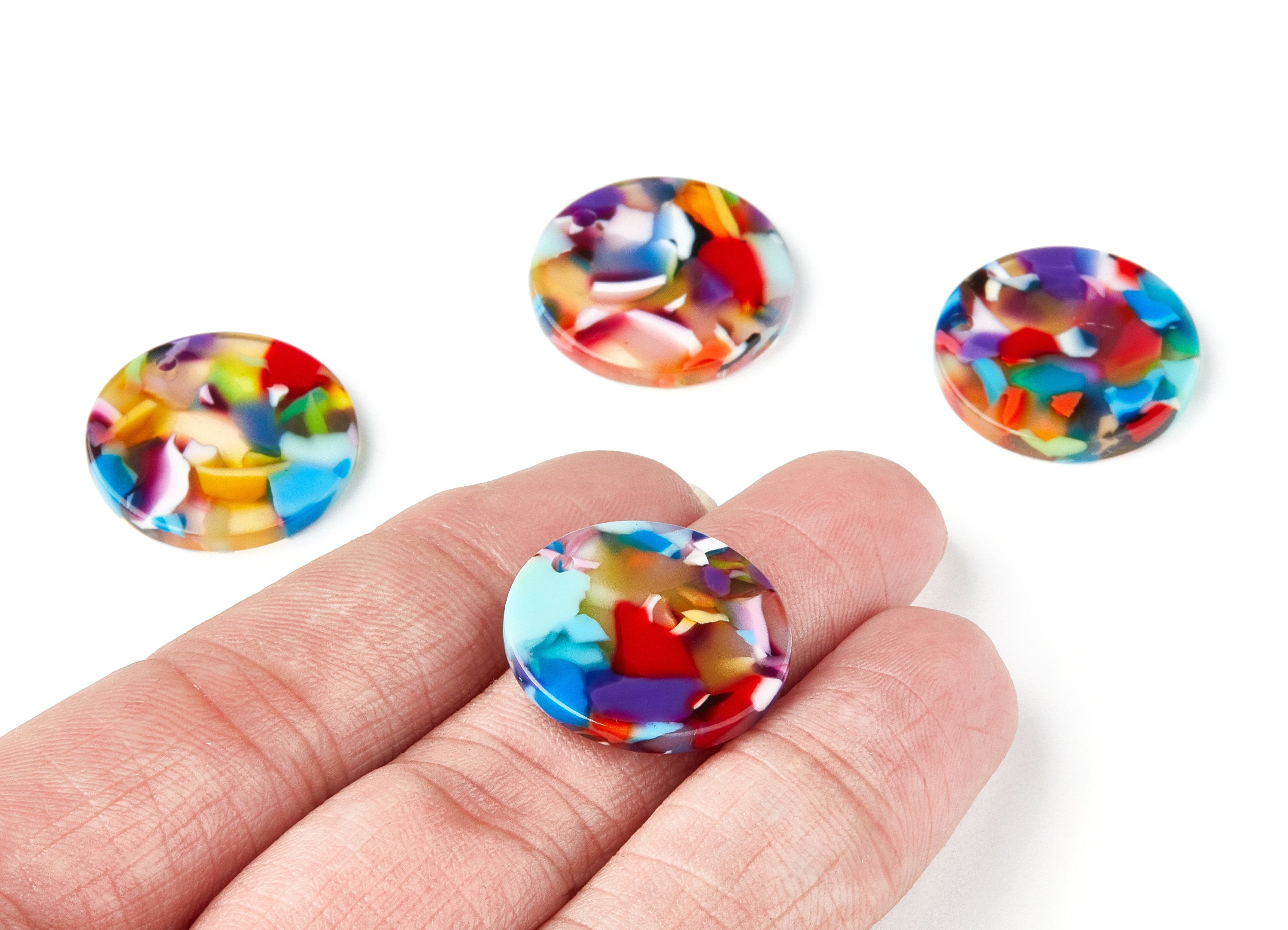 Acetate Coin Earring Charms - Coin Shaped Pendant - Earring Findings - Jewelry Supplies - Color Code: A21 - 21.85x21.85x2.68mm - AC1170P - DOMEDBAZAAR