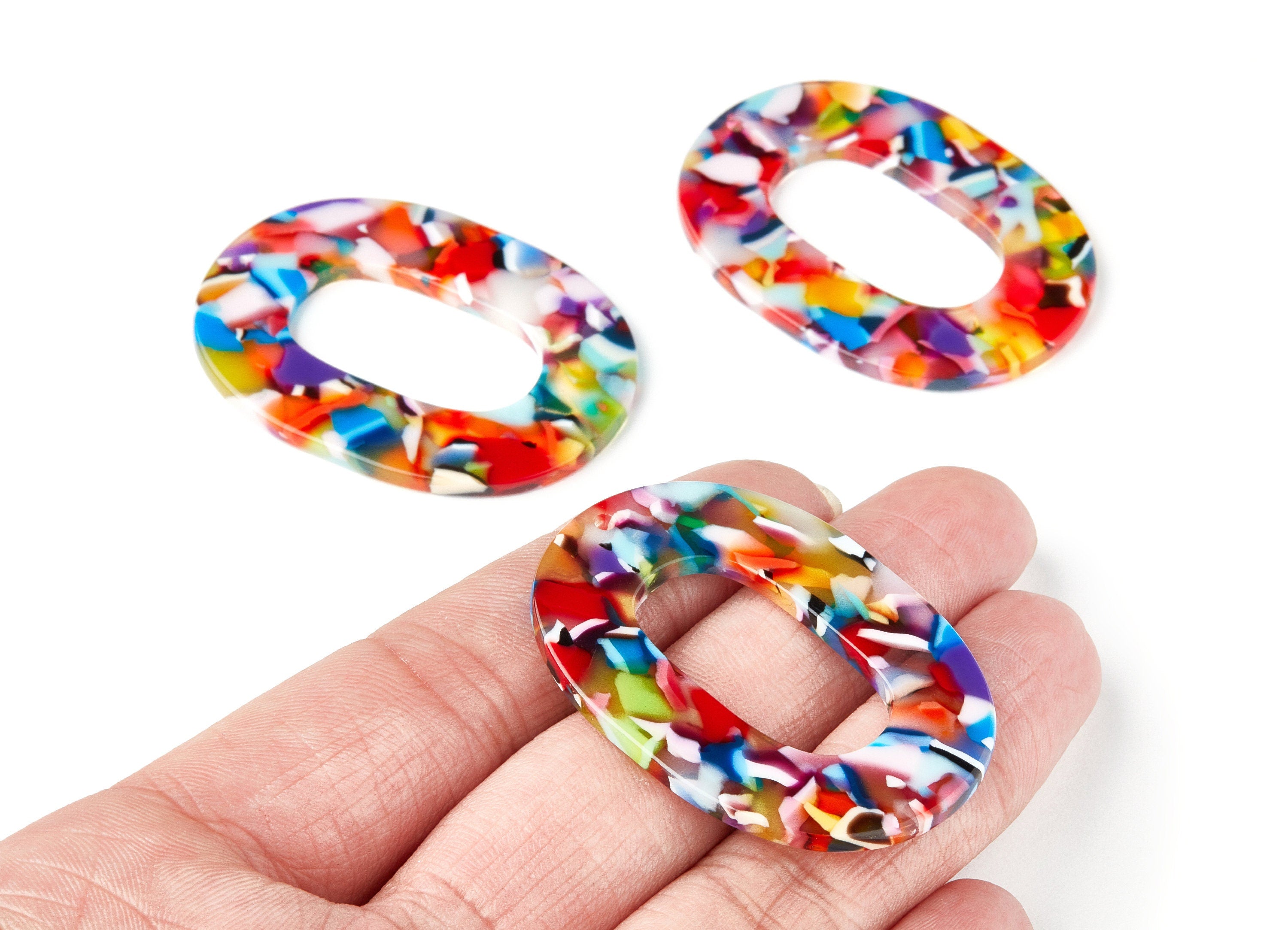Acetate Oval Charms - Oval Earrings and Pendant - Earring Findings - Jewelry Supplies - Color Code: A21 - 47x35x2.5mm - AC1065AP - DOMEDBAZAAR