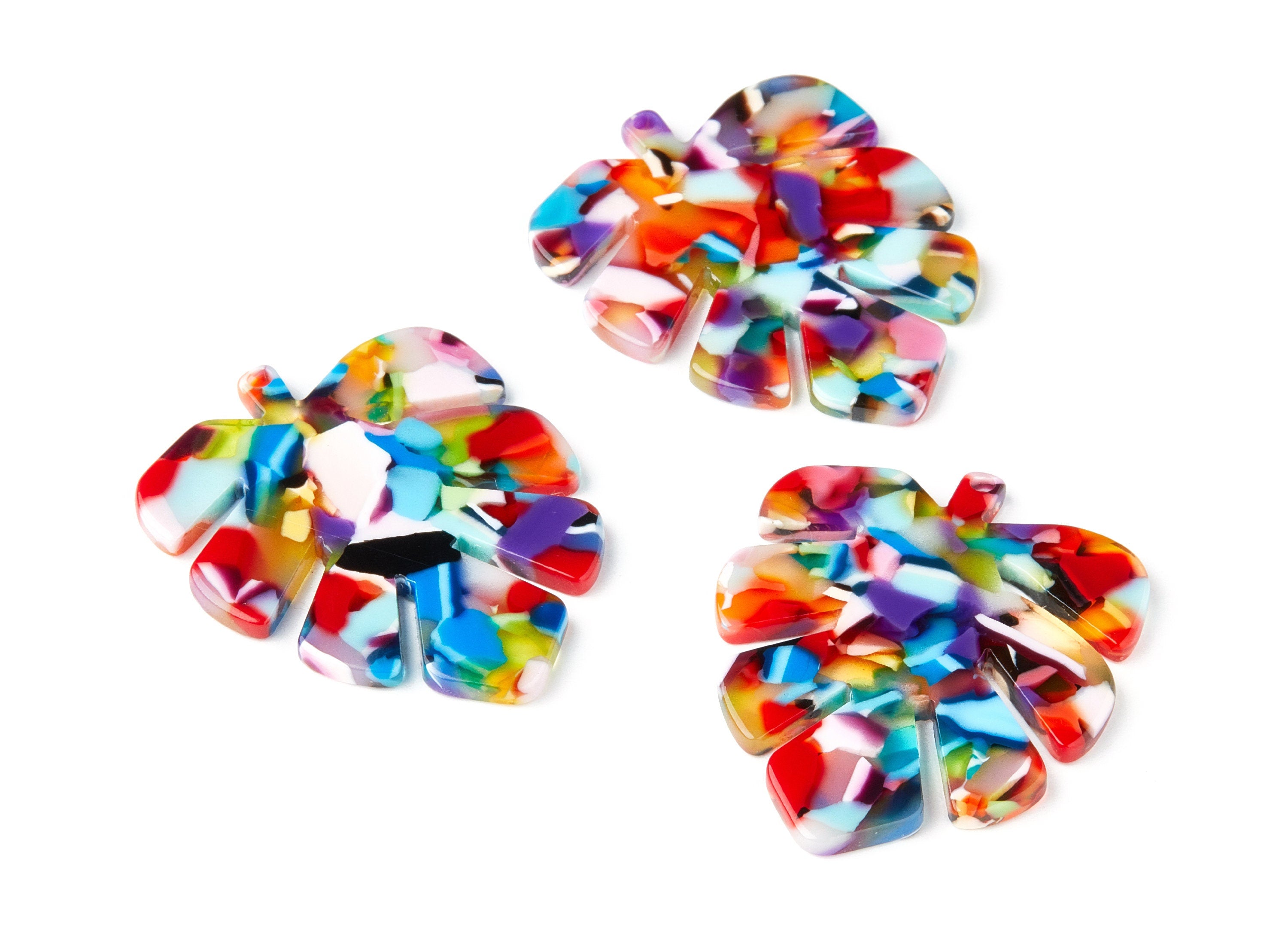 Acetate Leaf Charms - Leaf Earrings and Pendant - Earring Findings - Jewelry Supplies - Color Code: A21 - 44x35x2.5mm - AC1052K - DOMEDBAZAAR