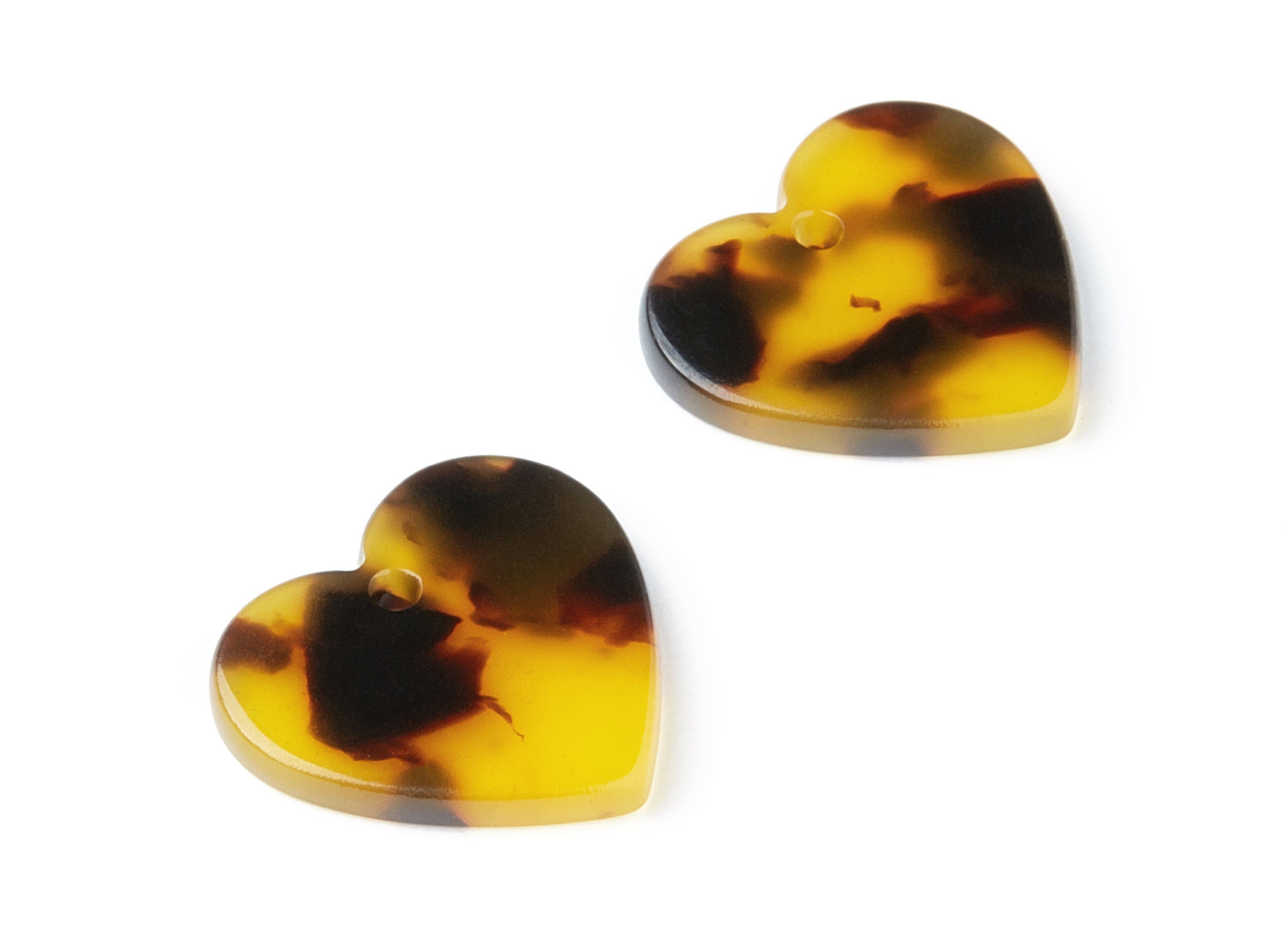 Acetate Acrylic Earring Charms - Tortoise Shell Earrings - Heart Pendant - Jewelry Supplies - Color Code: A02 - 19.29x18.27x2.6mm - AC1277C - DOMEDBAZAAR