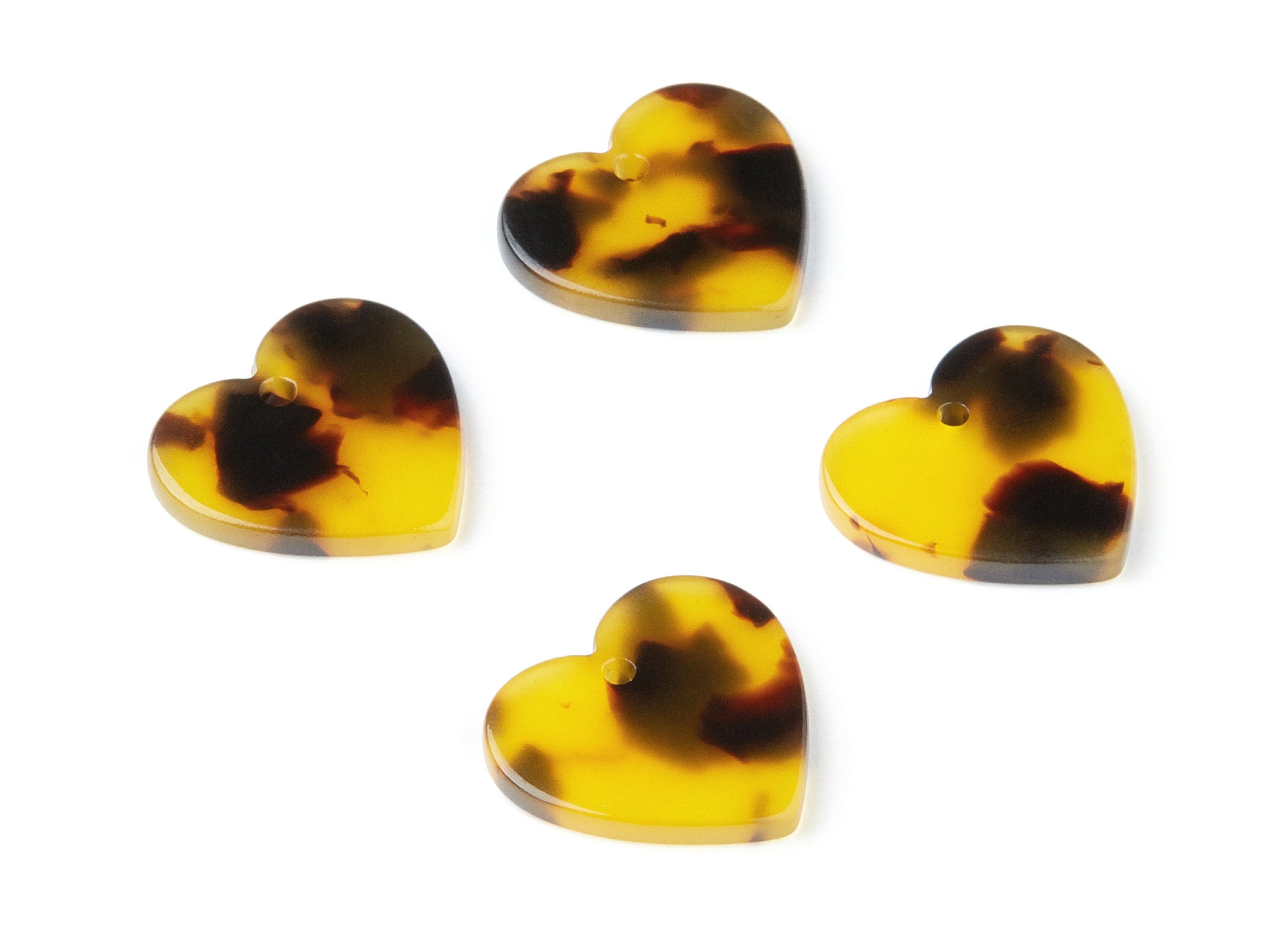 Acetate Acrylic Earring Charms - Tortoise Shell Earrings - Heart Pendant - Jewelry Supplies - Color Code: A02 - 19.29x18.27x2.6mm - AC1277C - DOMEDBAZAAR