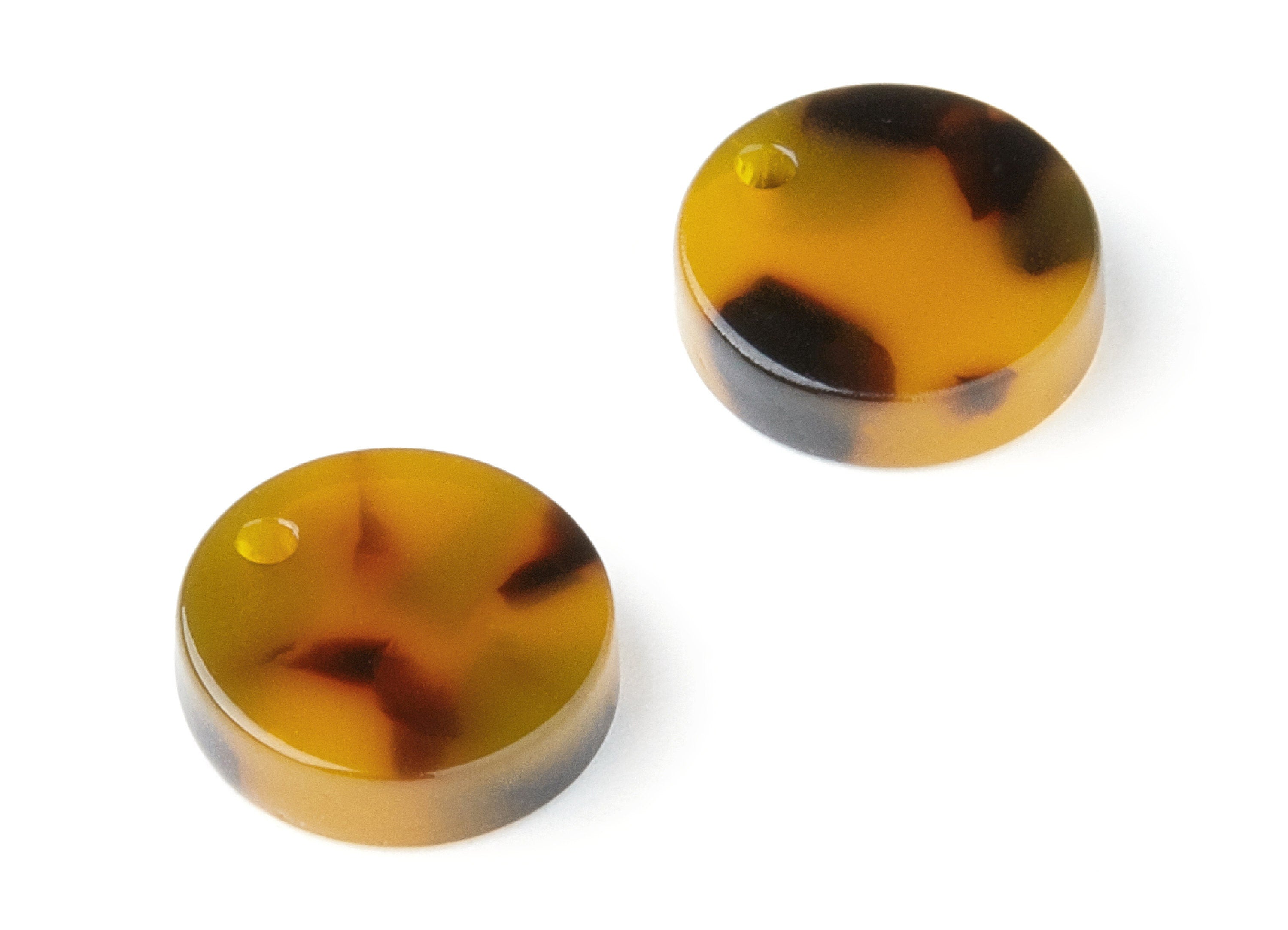 Acrylic Earring Charms - Tortoise Shell Earrings - Round Circle Pendant - Jewelry Making Supplies - Color Code: A02 - 14,7x14x4mm- AC1346A - DOMEDBAZAAR