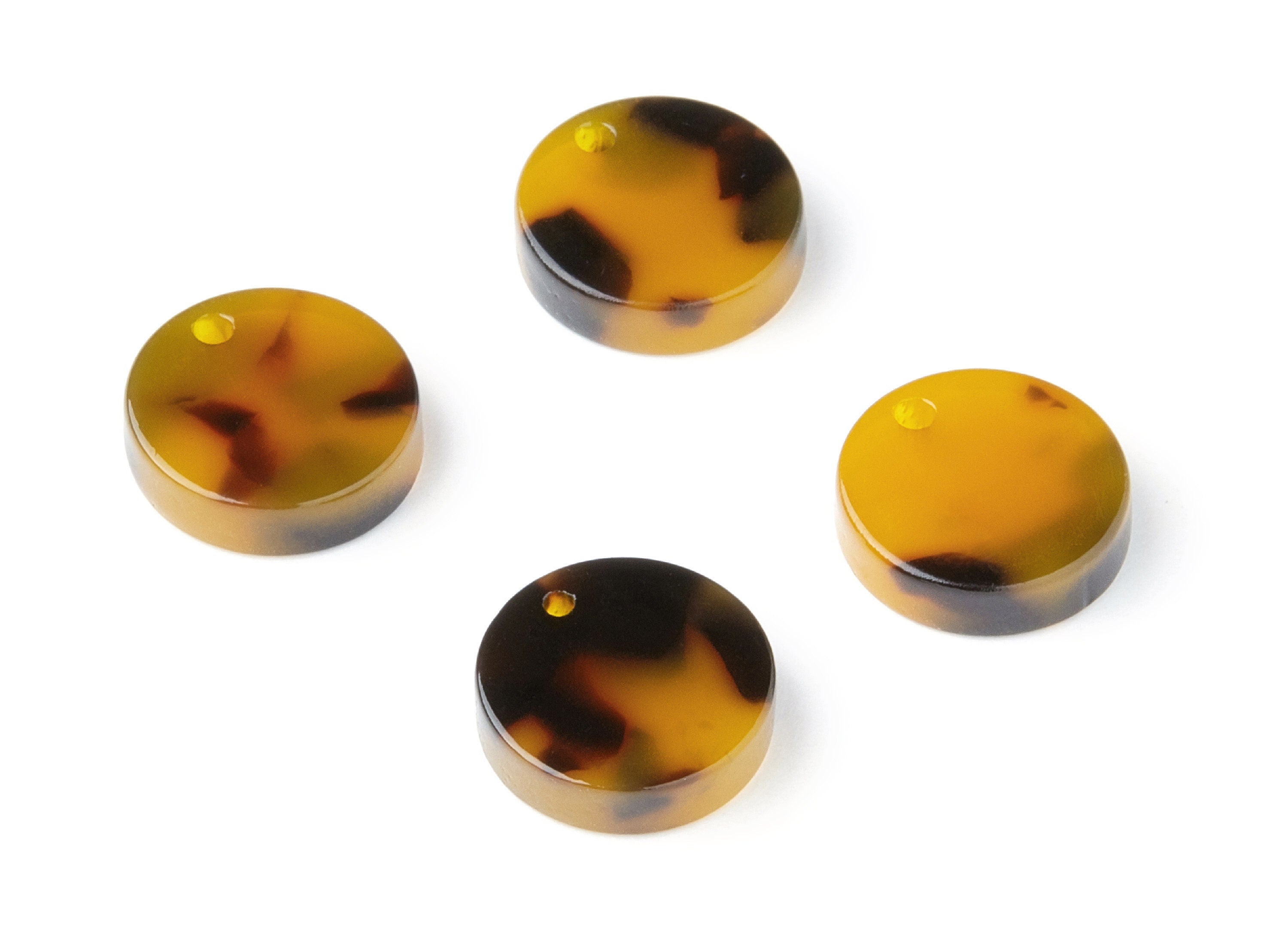 Acrylic Earring Charms - Tortoise Shell Earrings - Round Circle Pendant - Jewelry Making Supplies - Color Code: A02 - 14,7x14x4mm- AC1346A - DOMEDBAZAAR