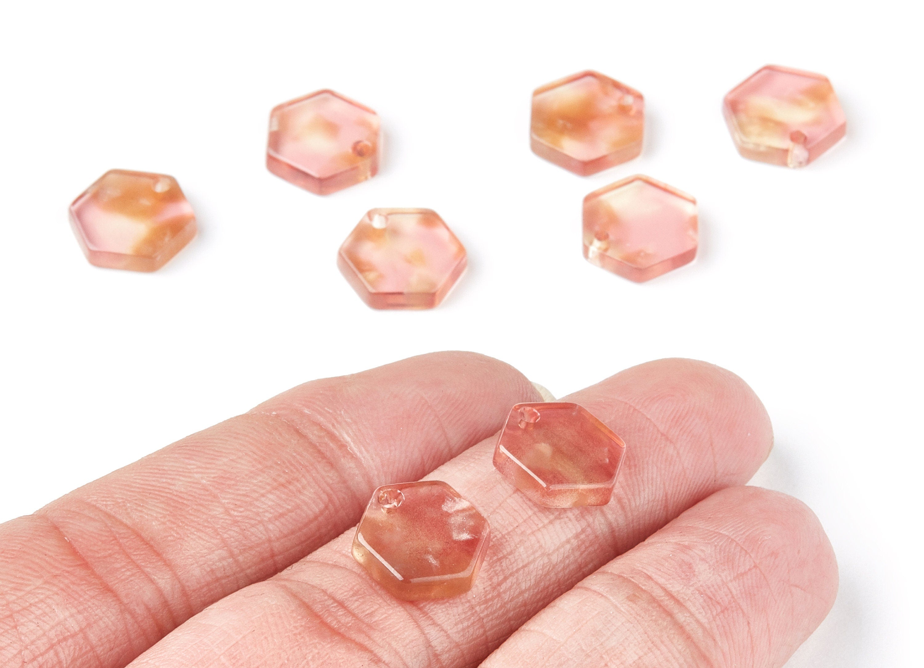 Acetate Hexagon Earring Charms - Hexagon Shaped Pendant - Earring Findings - Jewelry Supplies - Color Code: A45 - 12x11x2.56mm - AC1121J - DOMEDBAZAAR