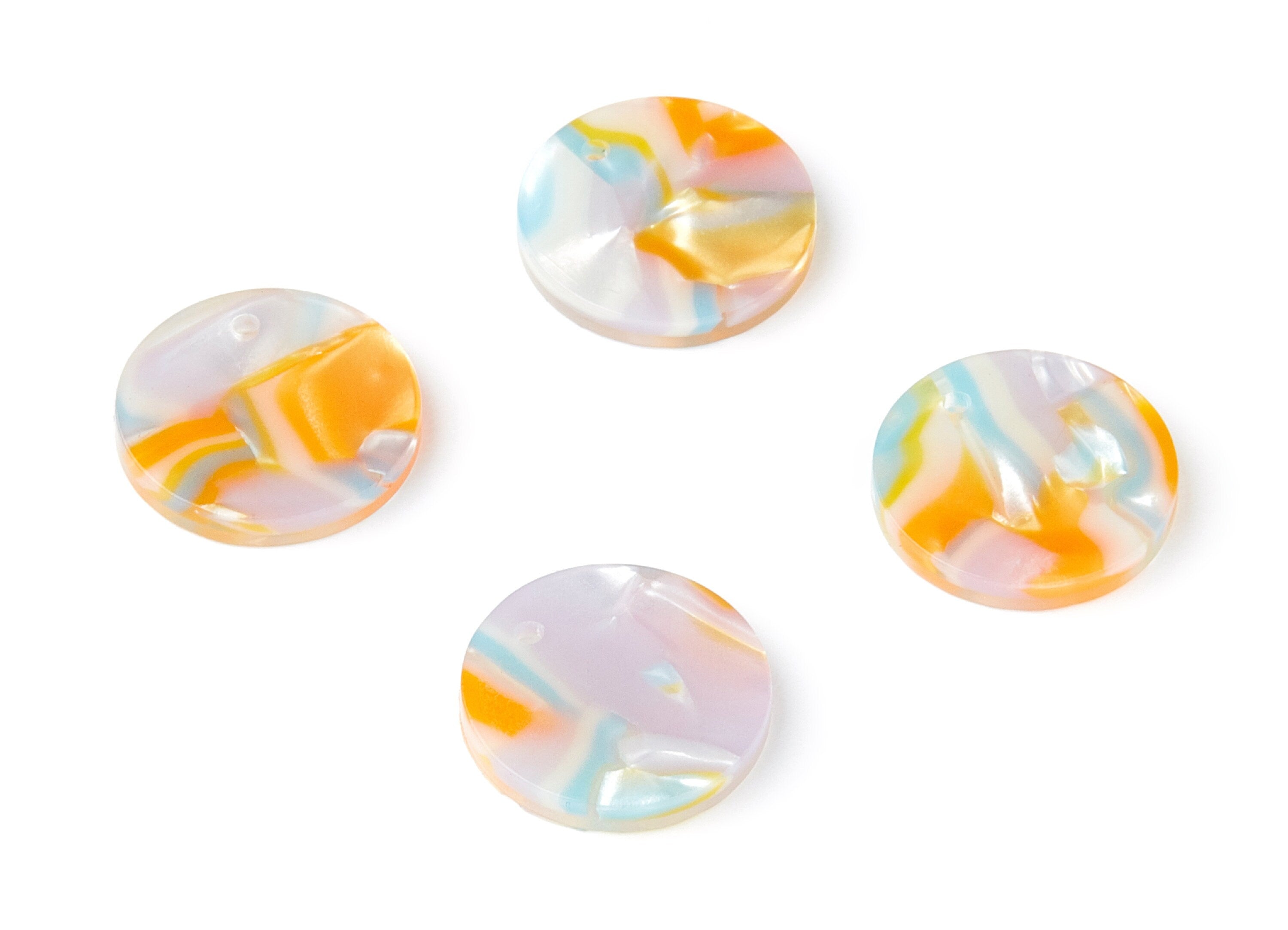 Acetate Round Charms - Coin Earring and Pendant - Earring Findings - Jewelry Supplys - 16,09x16,09x2,64mm - AC1107F - DOMEDBAZAAR