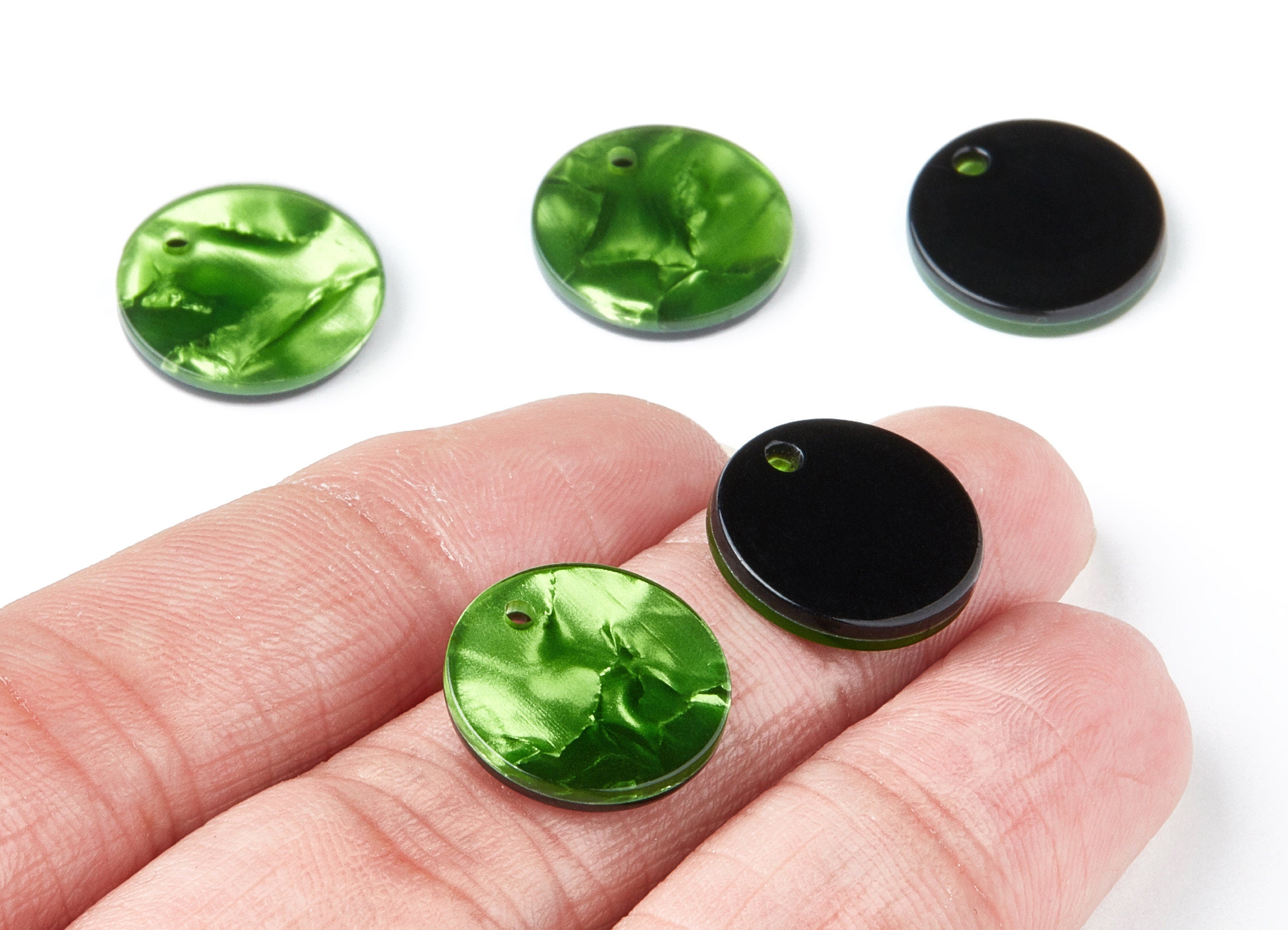 Acetate Round Charms - Coin Earring and Pendant - Earring Findings - Jewelry Supplys - 16,09x16,09x2,64mm - AC1107H - DOMEDBAZAAR