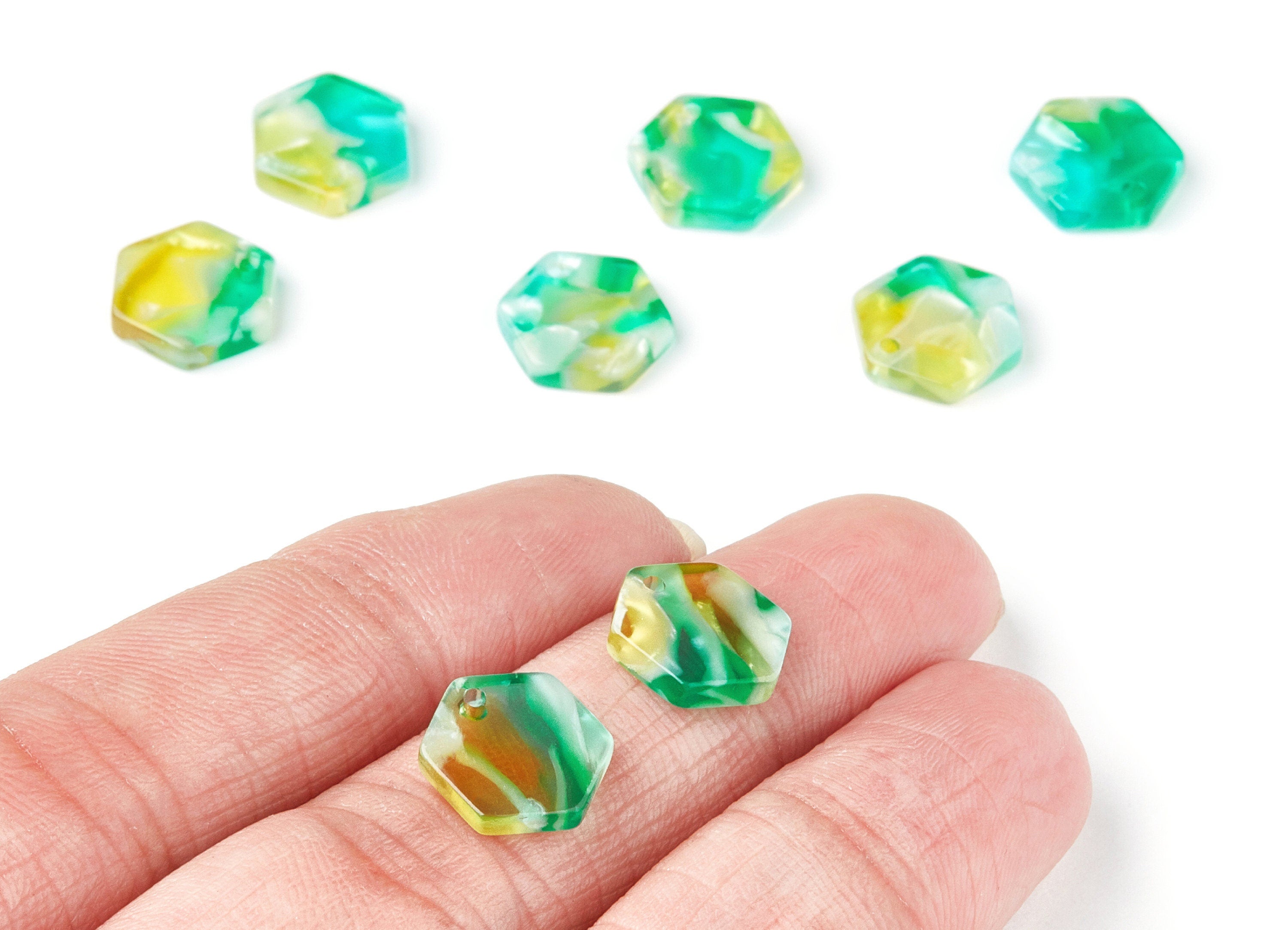 Acetate Hexagon Earring Charms - Hexagon Shaped Pendant - Earring Findings - Jewelry Supplies - Color Code: A75 - 12x11x2.56mm - AC1121K - DOMEDBAZAAR