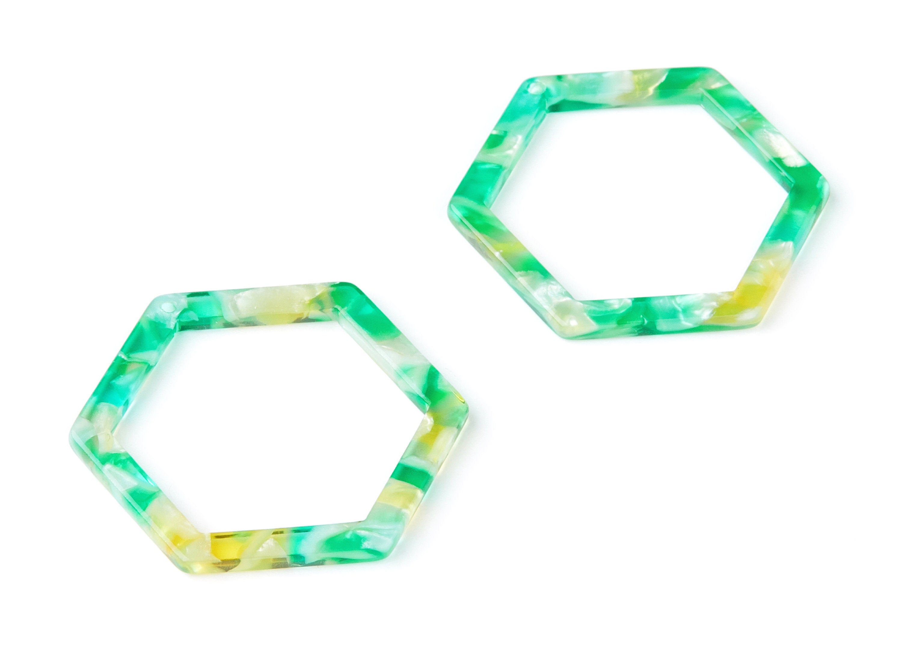 Acetate Hexagon Earring Charms - Hexagon Pendant - Earring Findings - Jewelry Supplies - Color Code: A75 - 36x32x2.68mm - AC1124K - DOMEDBAZAAR