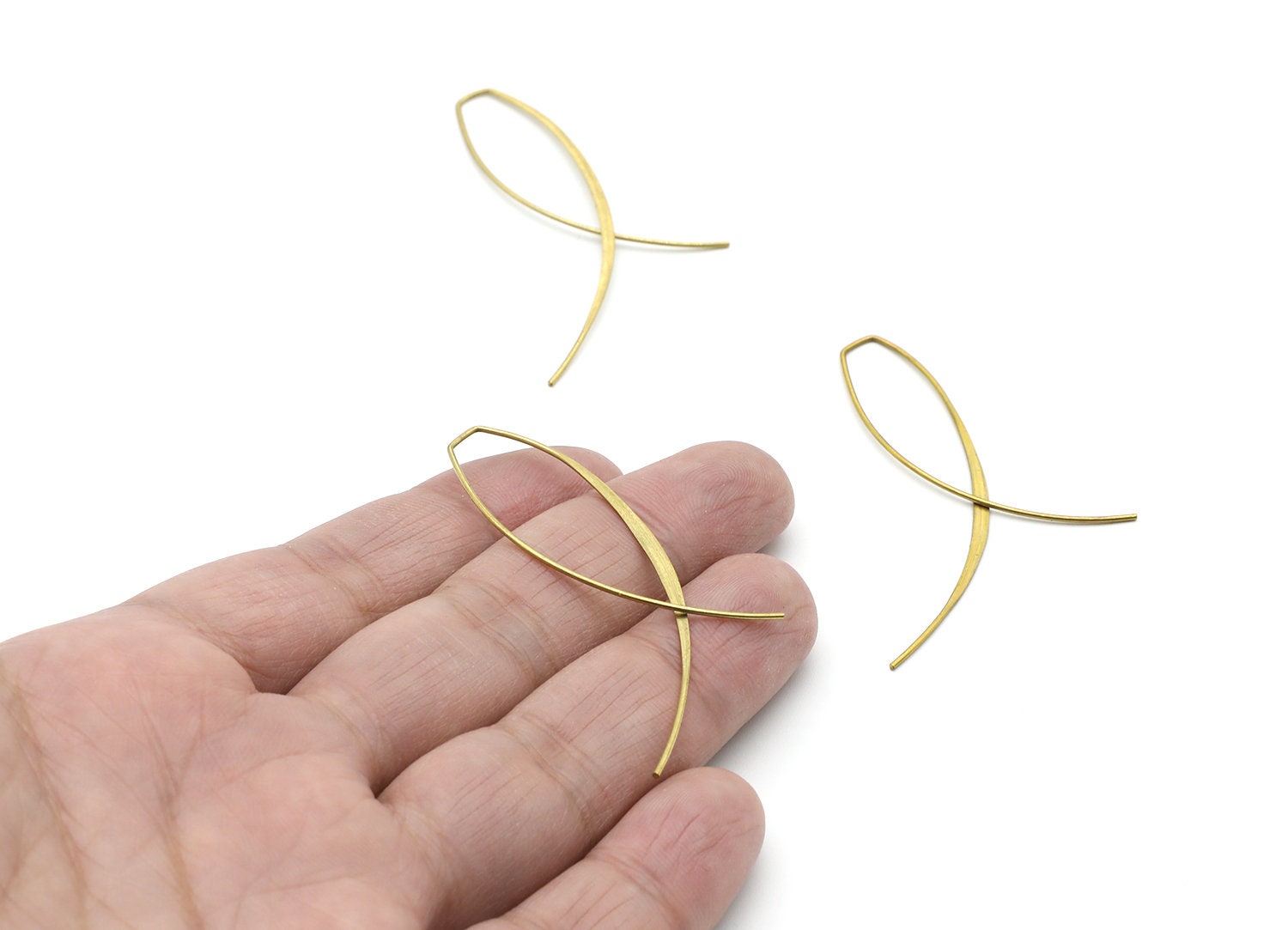 Brass Earring Wire - Raw Brass Ear Wire - Earring Findings - Jewelry Supplies - 59x19,3x0,78mm - PP1400 - DOMEDBAZAAR