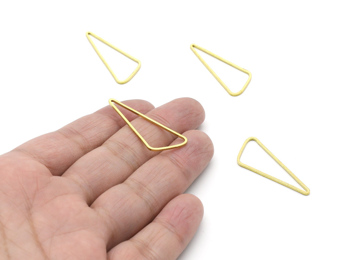 Brass Triangle Charms - Triangle Shpaed Raw Brass Connector - Geometric Charm - Jewelry Supplies - 37,4x14,48x1mm - PP1394 - DOMEDBAZAAR