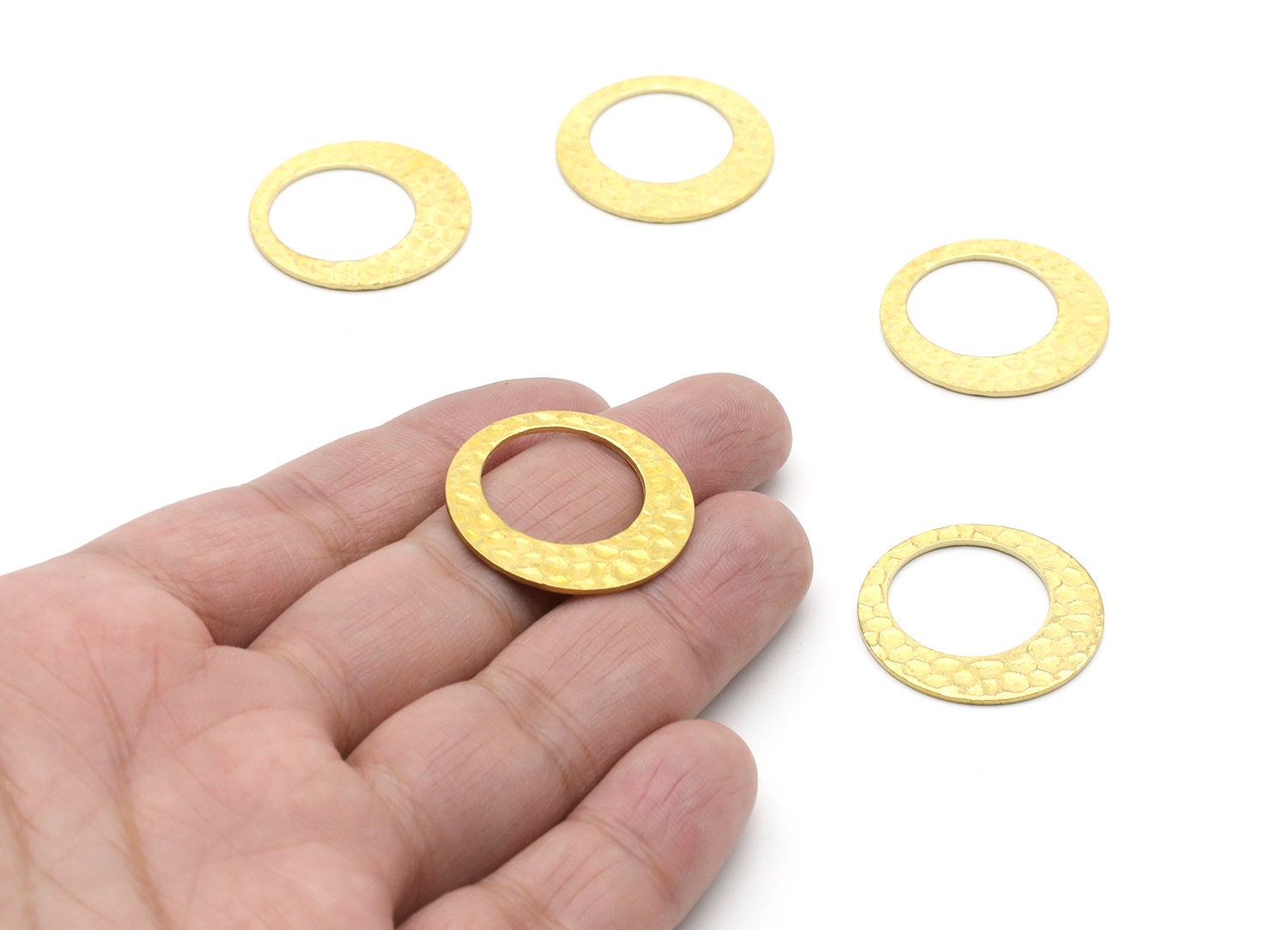 Brass Oval Charms - Oval Shaped Raw Brass Charms - Geometric Pendant - Jewelry Supplies - 26,9x26,9x1,08mm - PP1437 - DOMEDBAZAAR