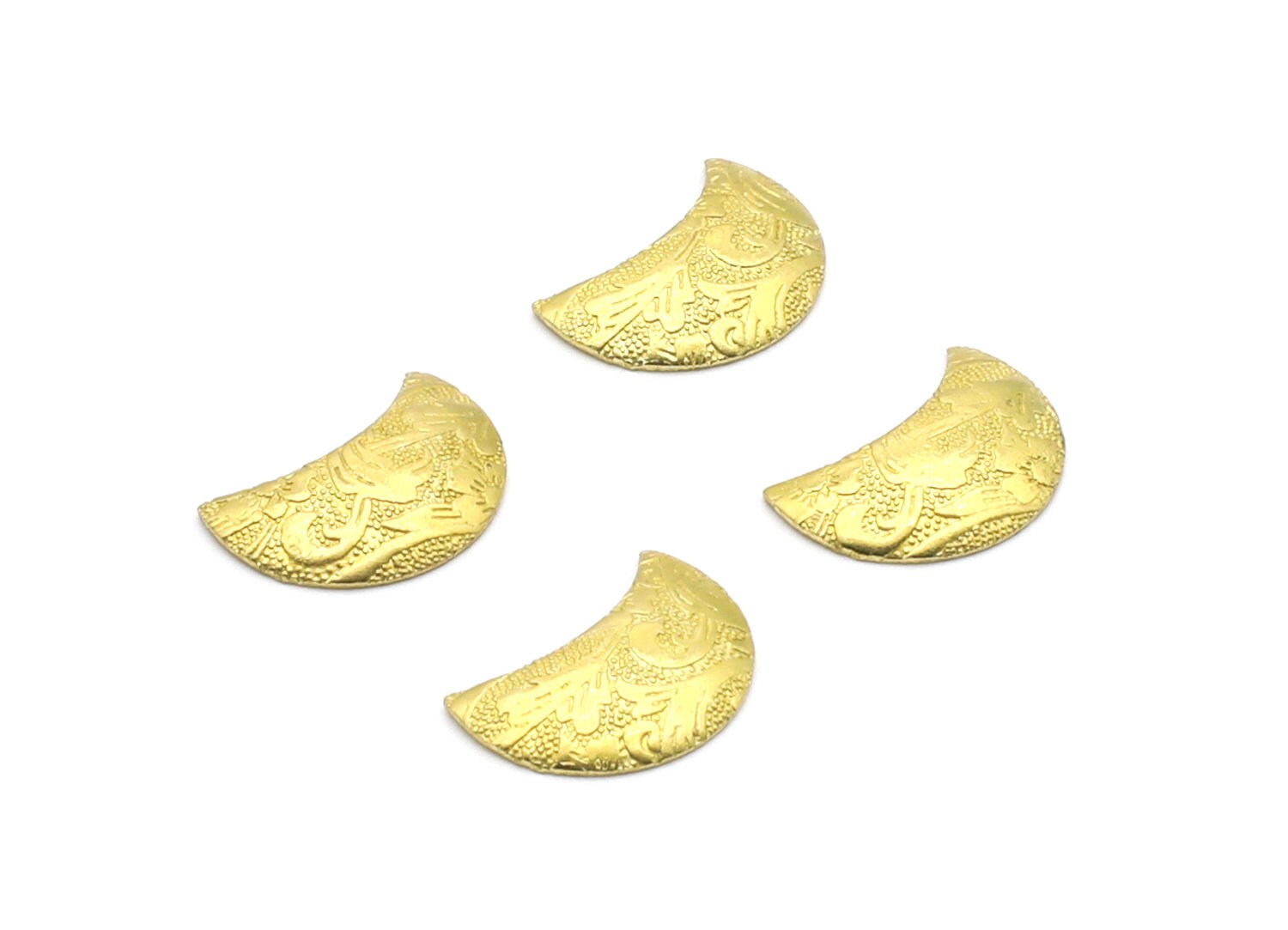 Brass Moon Charms - Moon Shaped Raw Brass Charms - Jewelry Supplies - 14,97x10,27x0,45mm - PP1412 - DOMEDBAZAAR