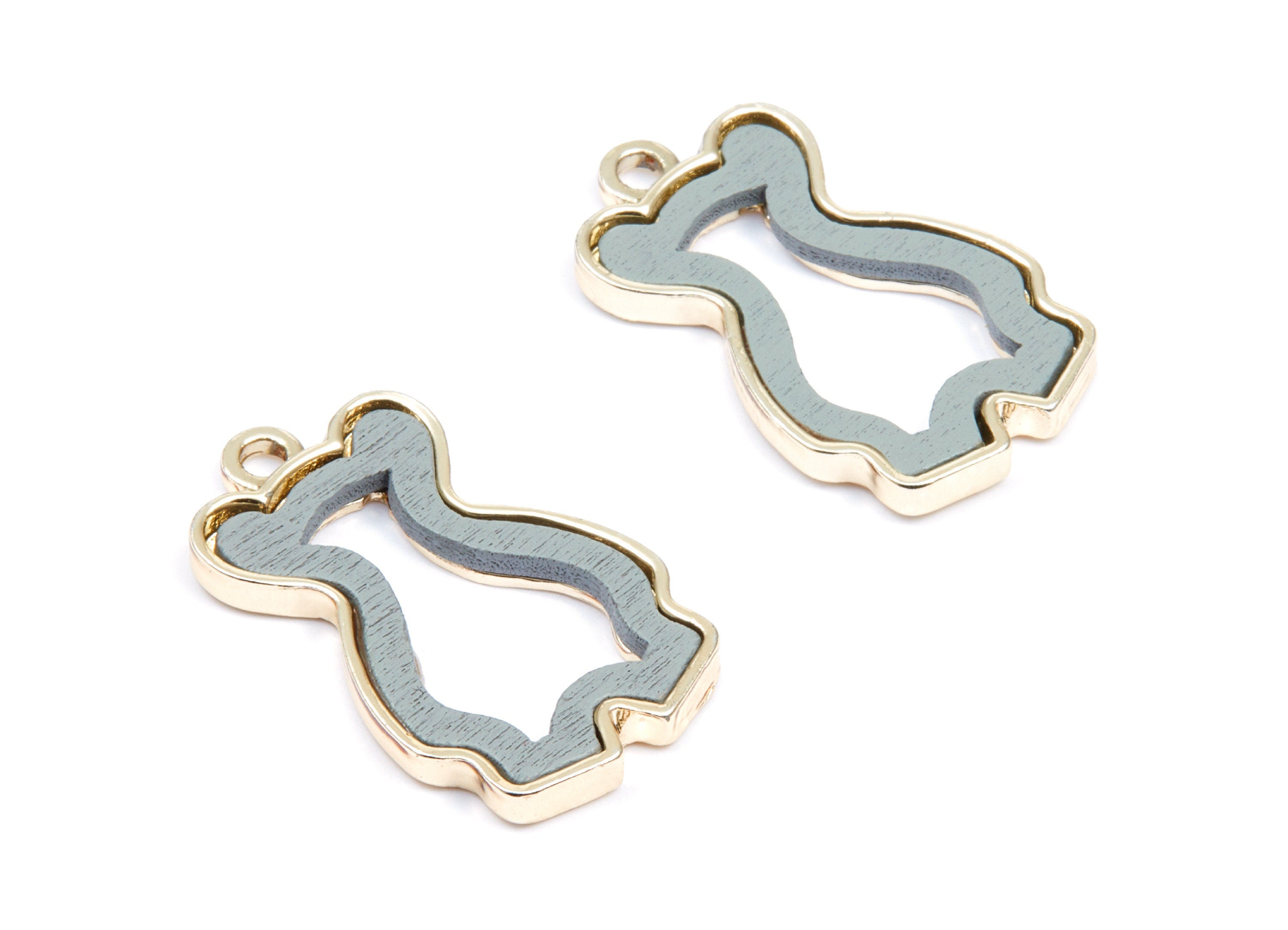 Bear Shaped Charms - Zinc Alloy Earring Findings - Gold Tone Connector - Alloy Pendant for Necklace - 30,19x18,27x2,8mm - ZZ1241 - DOMEDBAZAAR