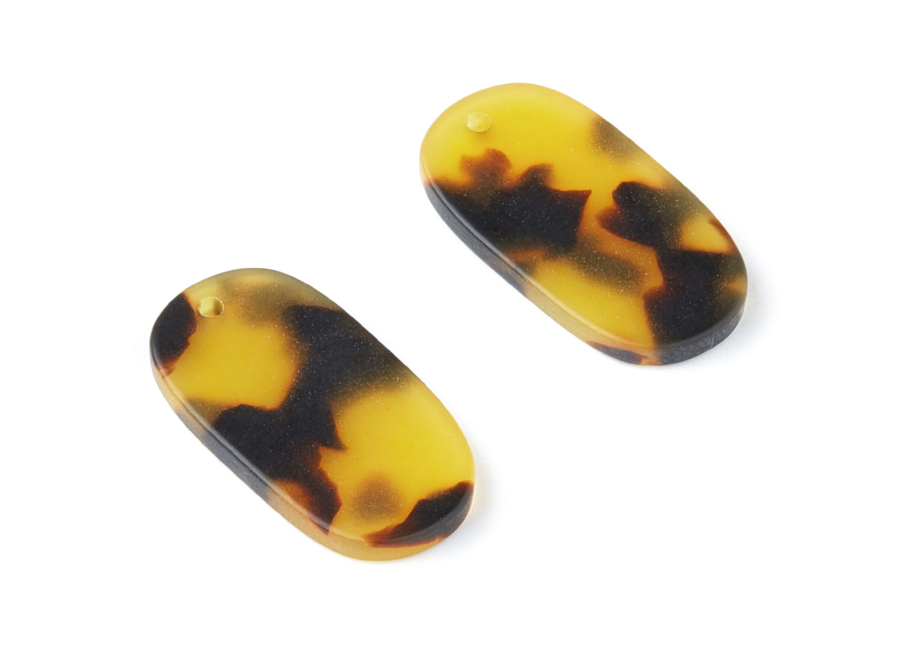 Matte Acrylic Earring Charms - Tortoise Shell Earrings - Oval Pendant - Jewelry Supplies - Color Code: A03 - 26,63x13,9x2,7mm - AC1156V - DOMEDBAZAAR
