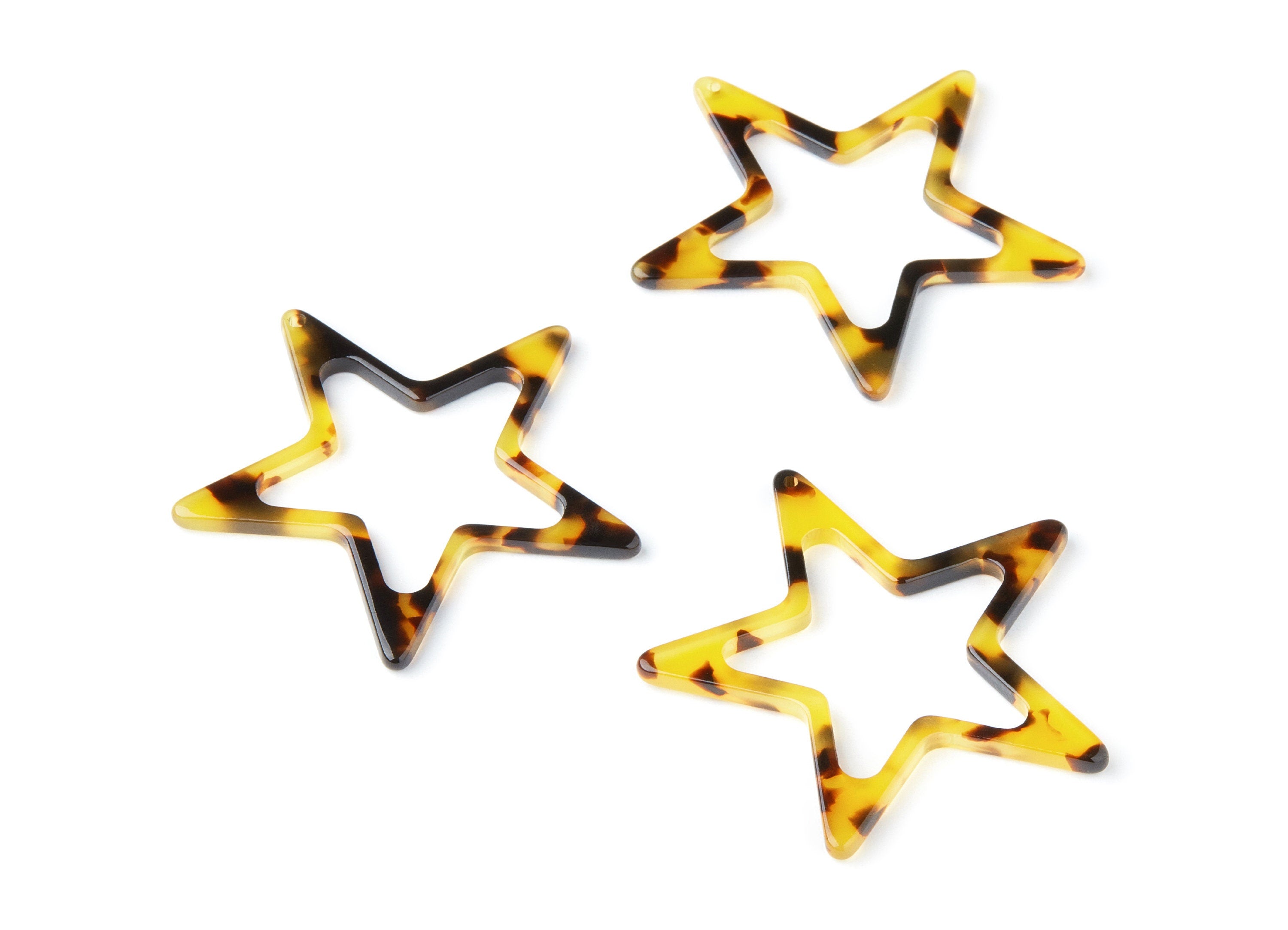Acetate Acrylic Earring Charms - Tortoise Shell Earrings - Star Pendant - Jewelry Supplies - Color Code: A02 - 44,3x42,2x2,69mm- AC1325A - DOMEDBAZAAR