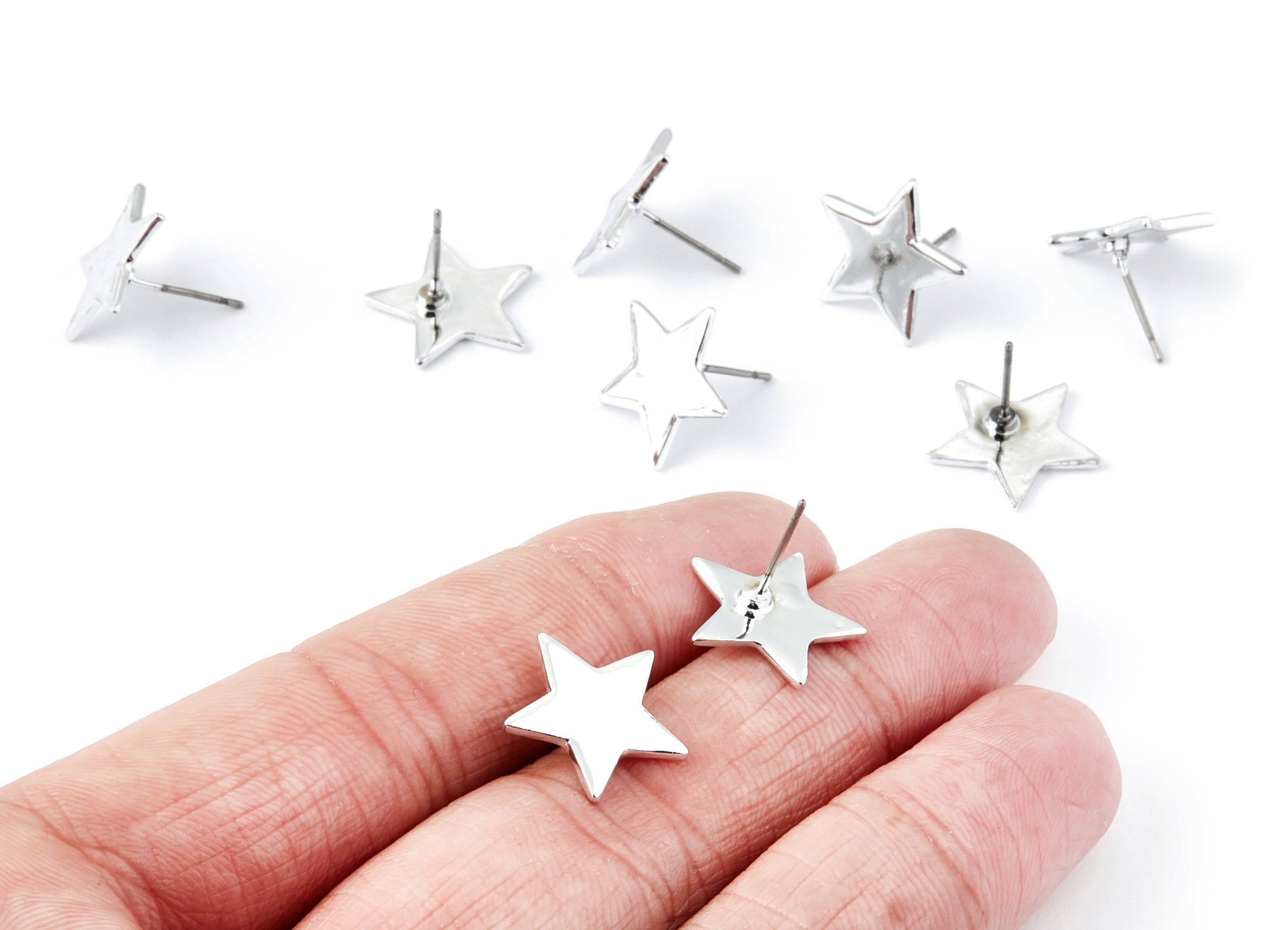 Star Earring Stud - Zinc Alloy Stud - Silver Tone plated - Stainless Steel Stud - Ear Studs - 13,66x14,66x1,35mm - ZZ1190S - DOMEDBAZAAR