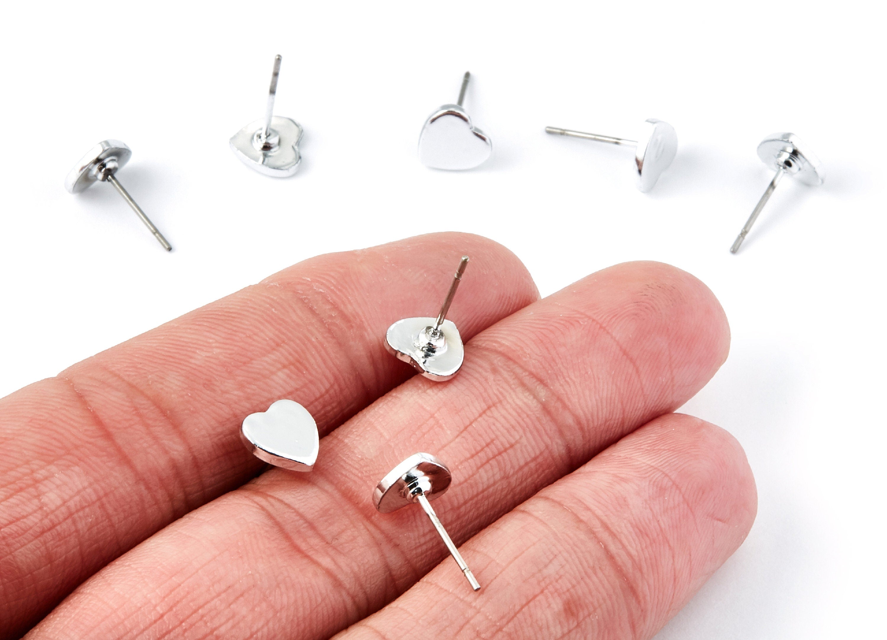 Heart Earring Stud - Zinc Alloy Stud - Silver Tone plated - Stainless Steel Stud - Ear Studs - 13,24x7,8x1,46mm - ZZ1195S - DOMEDBAZAAR