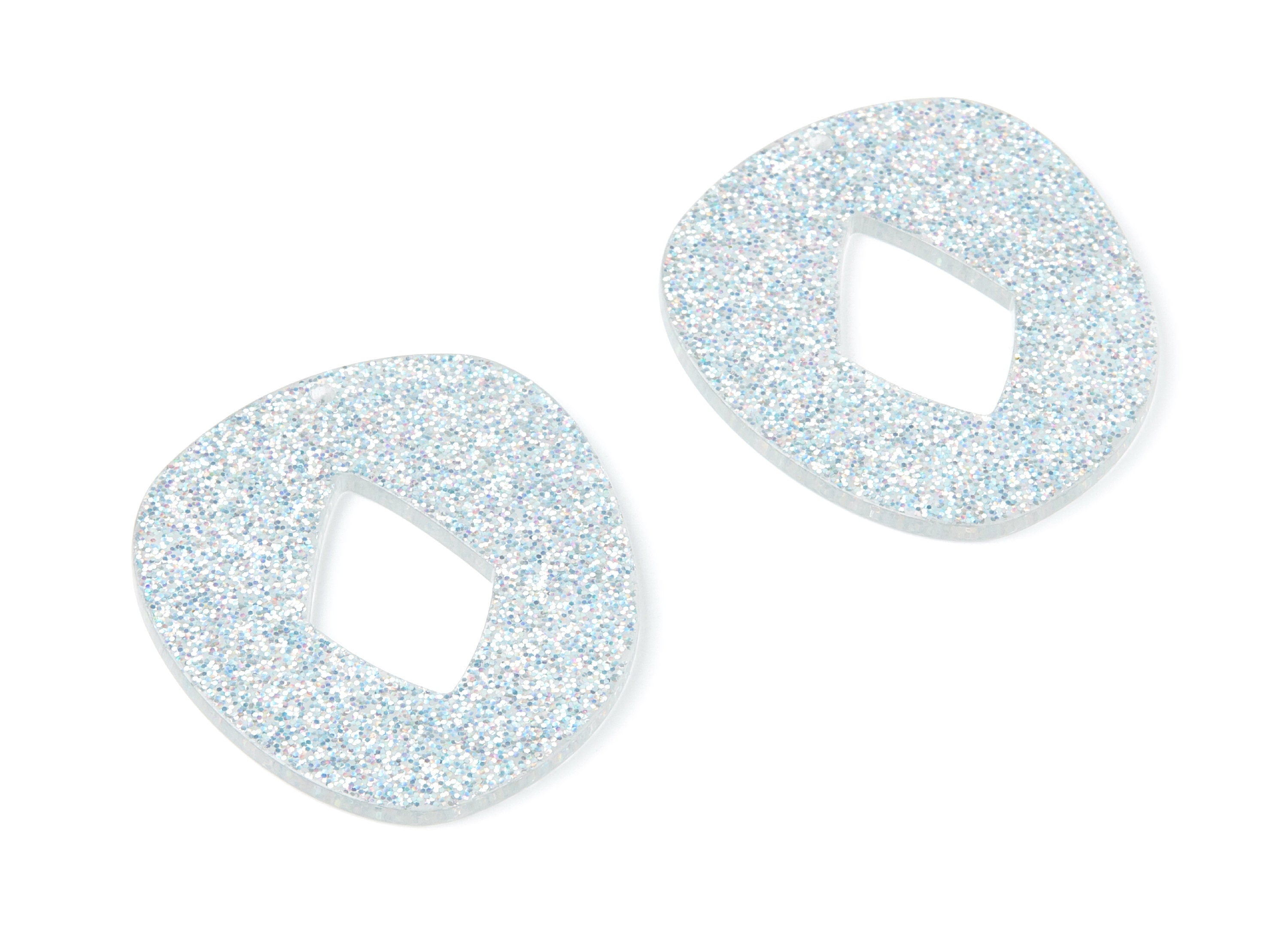 Acrylic Oval Earring Charms - Oval Shaped Pendant - Earring Findings - Jewelry Supplies - Color Code: A99 - 46,3x39,77x2,44mm - AC1303A - DOMEDBAZAAR