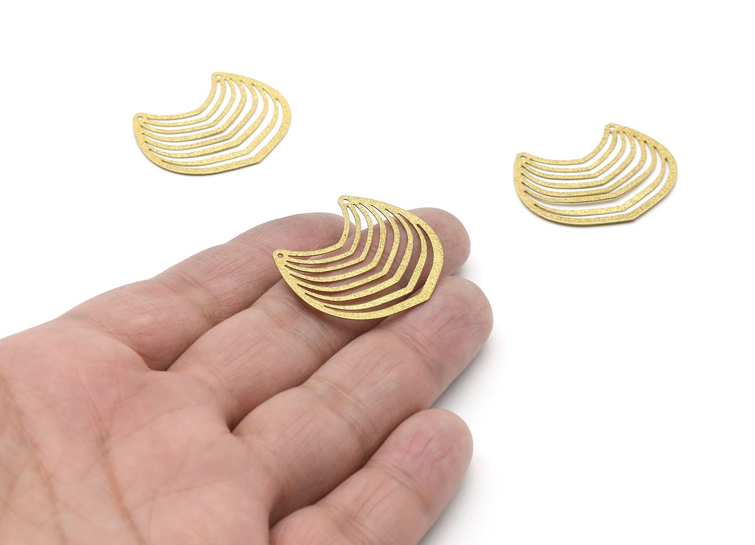 Brass Geometric Charms - Geometric U Shaped Raw Brass Connector with 2 Hole - Jewelry Supplies - 33,66x27,92x0,47mm - PP1436 - DOMEDBAZAAR