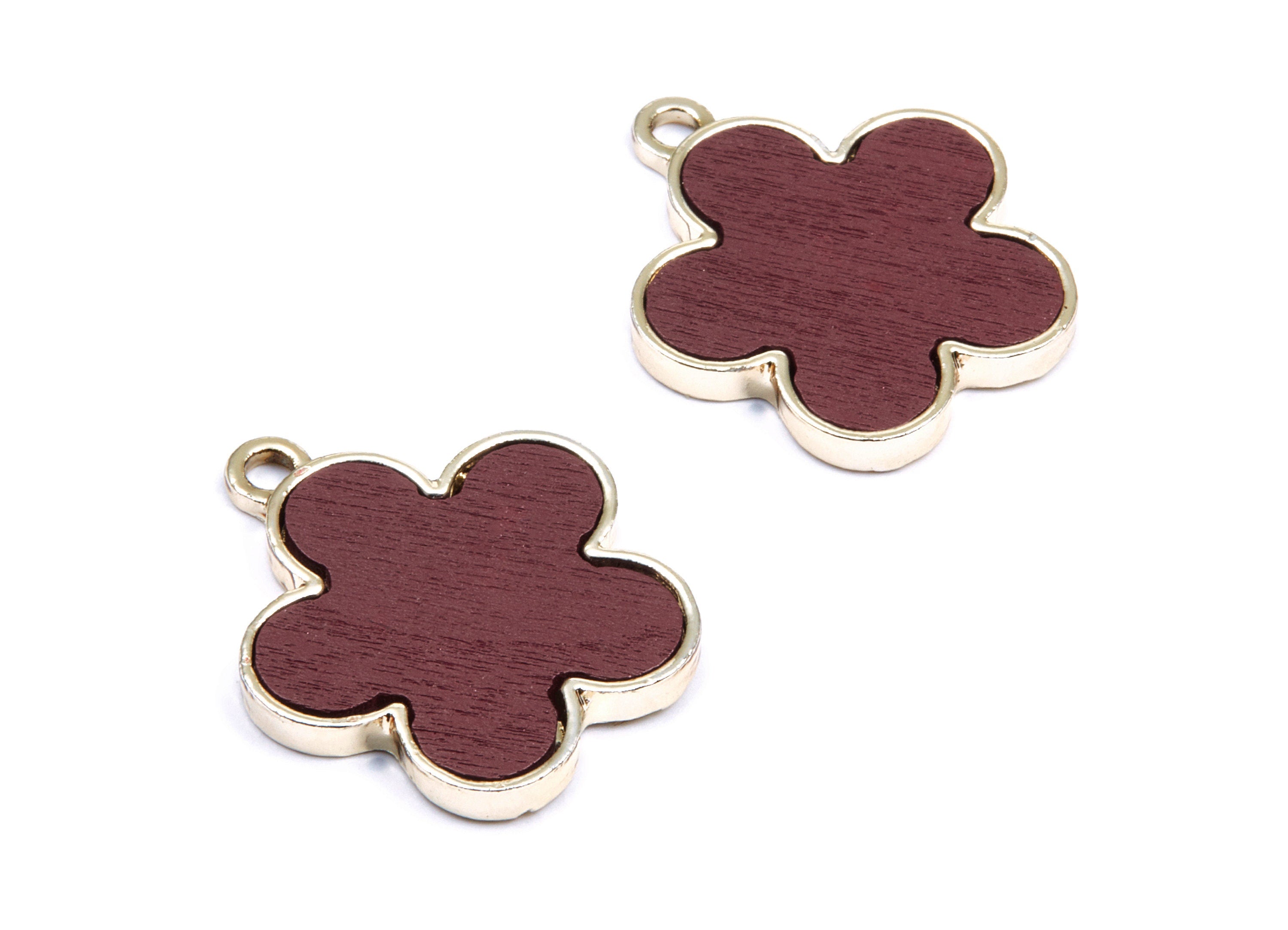 Flower Shaped Charms- Zinc Alloy Earring Findings - Gold Tone Connector - Alloy Pendant for Necklace - 26,95x23,6x2,7mm - ZZ1242B - DOMEDBAZAAR