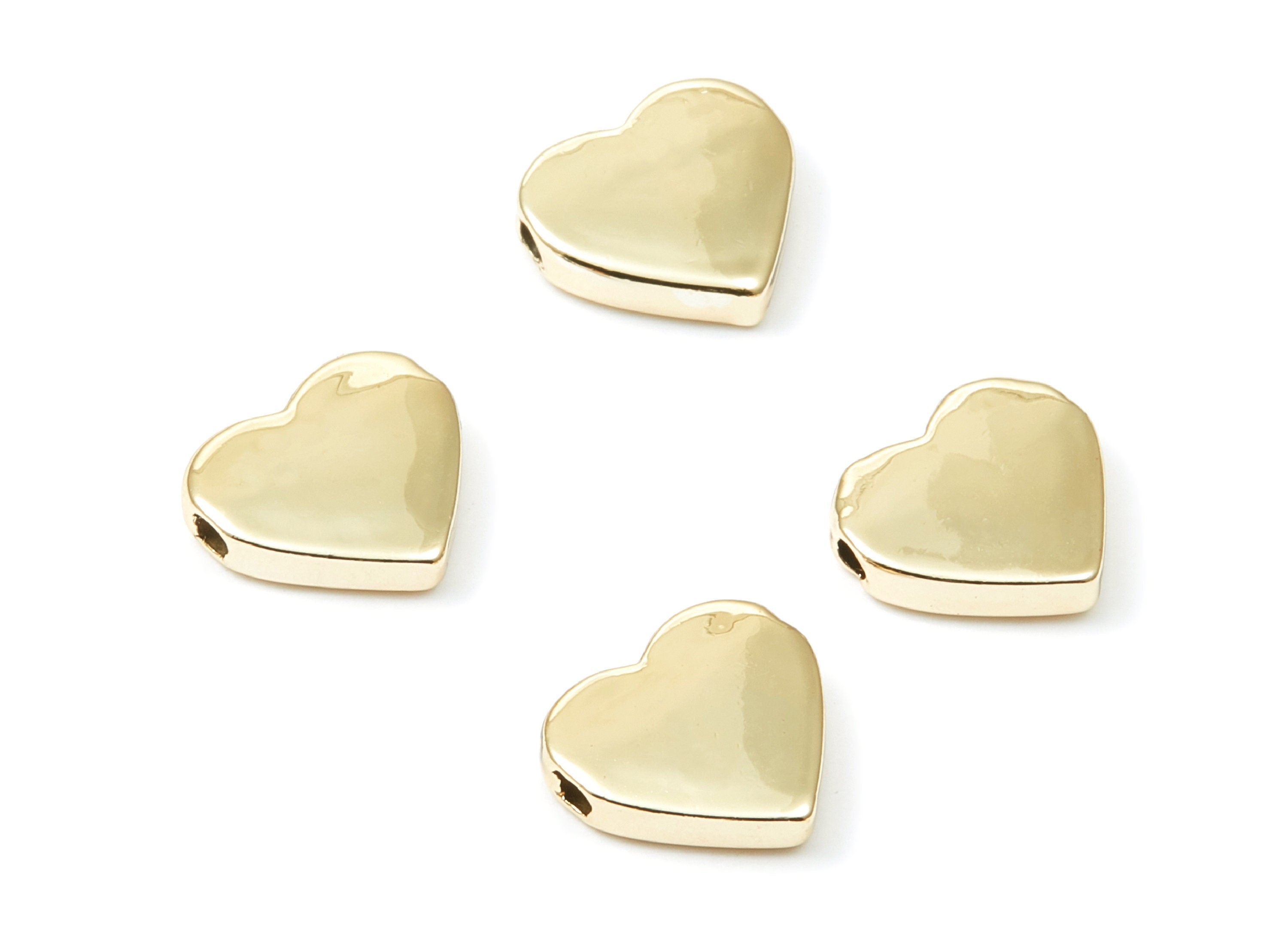 Heart Shaped Charms - Zinc Alloy Earring Finding - Gold Tone - Alloy Pendant for Necklace - 14,4x13,23x3,43mm - ZZ1196G - DOMEDBAZAAR