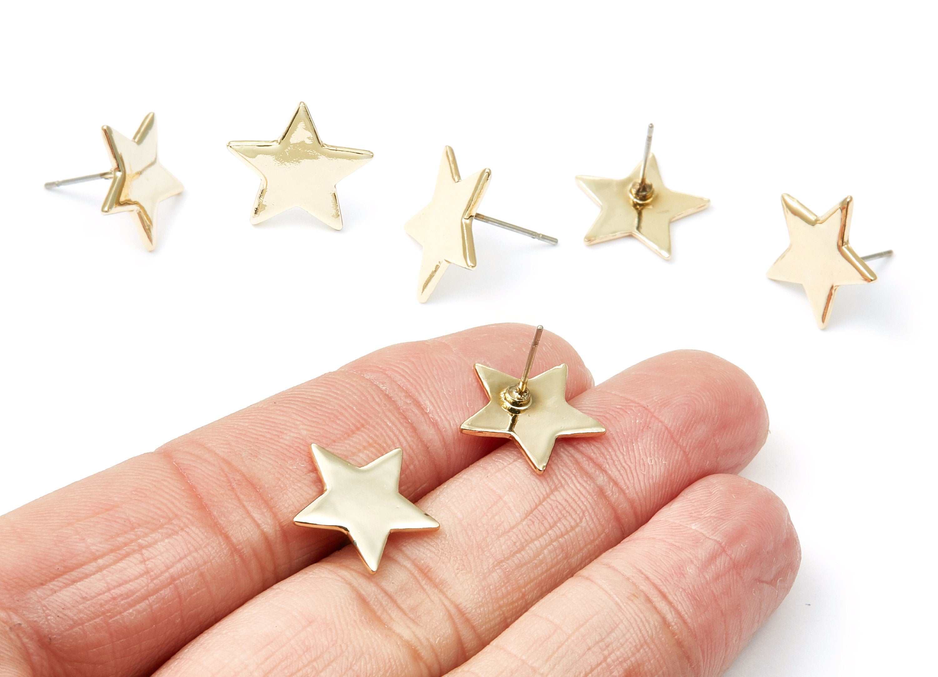 Star Earring Stud - Zinc Alloy Stud - Gold Tone plated - Stainless Steel Stud - Ear Studs - 13,66x14,66x1,35mm - ZZ1190G - DOMEDBAZAAR